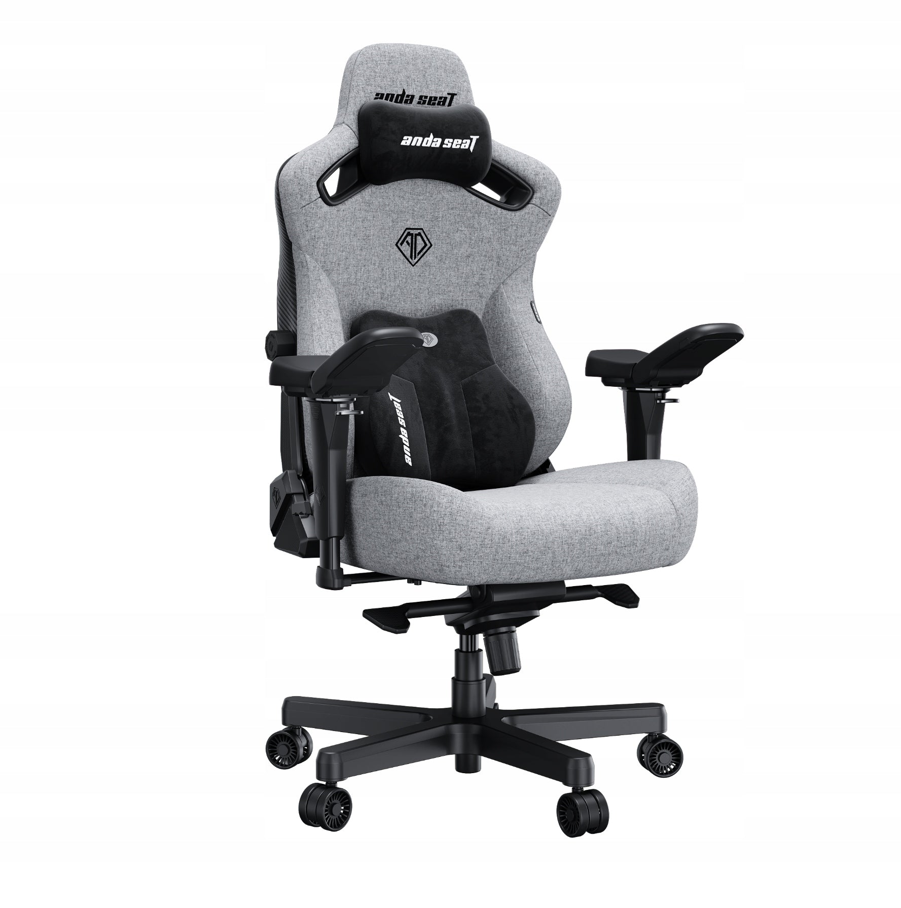 Gaming chair Kaiser 3 PRO XL Anda Seat fabric grey Additional functions swing option lumbar cushion headrest cushion armrest adjustment folding option