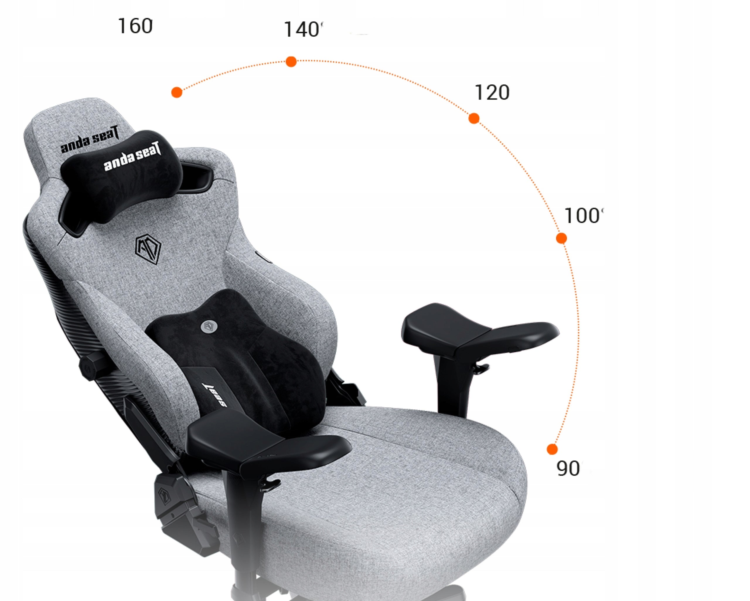 Gaming chair Kaiser 3 PRO XL Anda Seat fabric grey Certificates of conformity CE