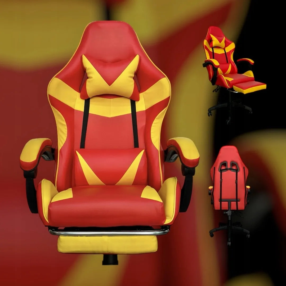 Gaming chair Pegie Prestige Faux leather red-yellow Model PEGIE PRESTIGE