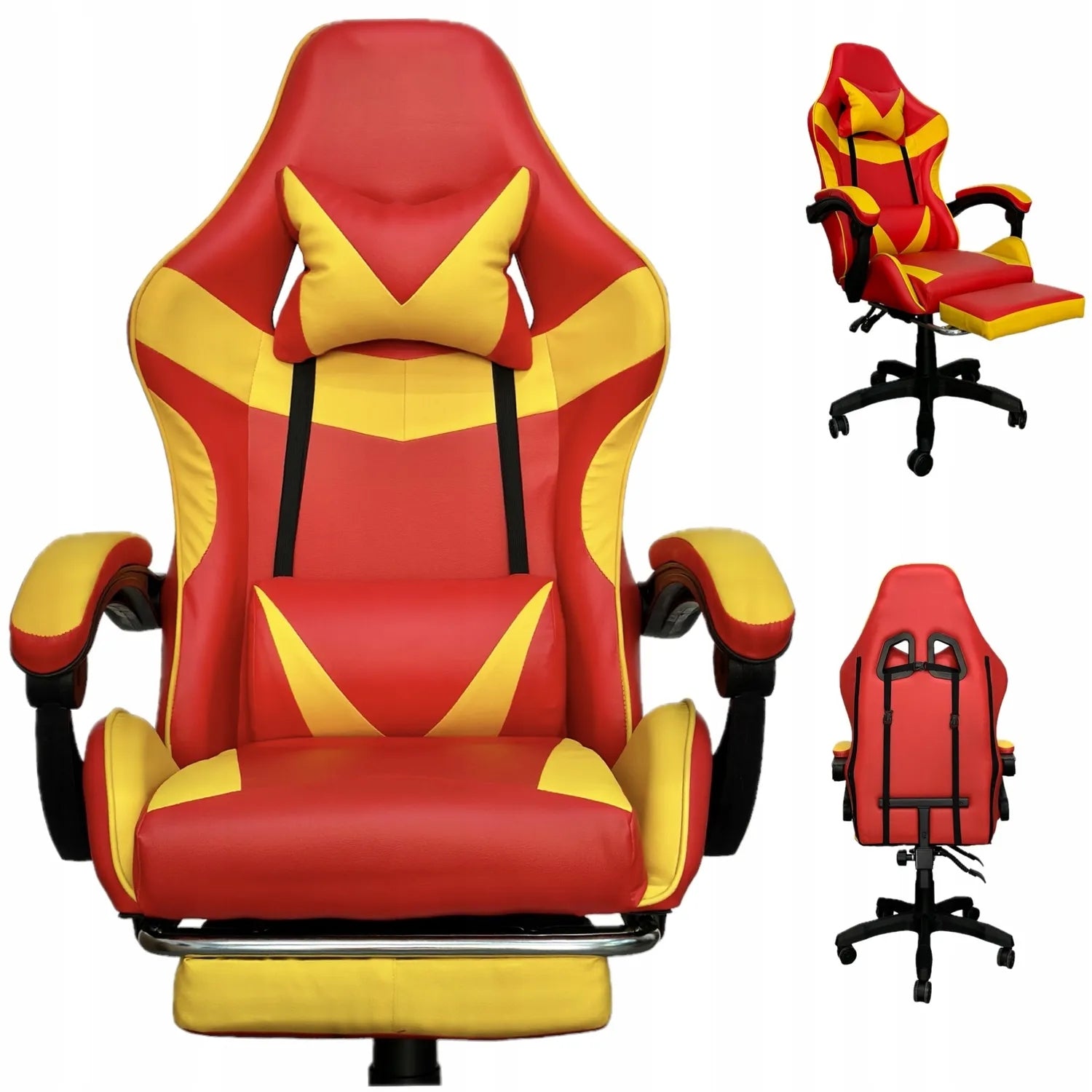 Gaming chair Pegie Prestige Faux leather red-yellow