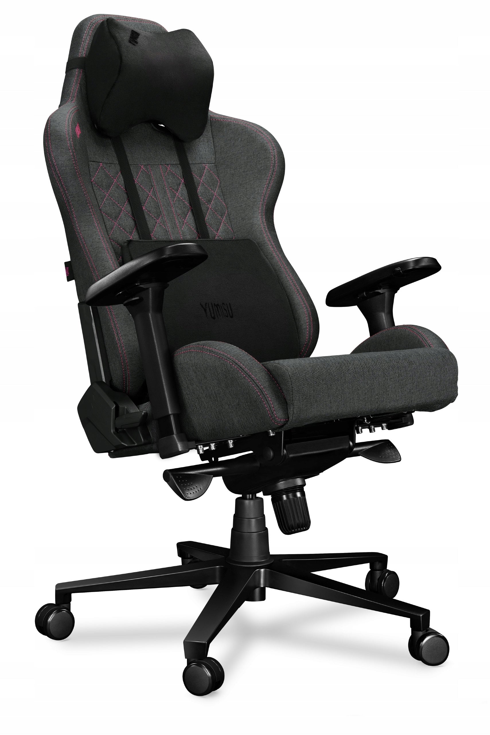 Gaming chair Yumisu 2050 Dark grey-pink Fabric
