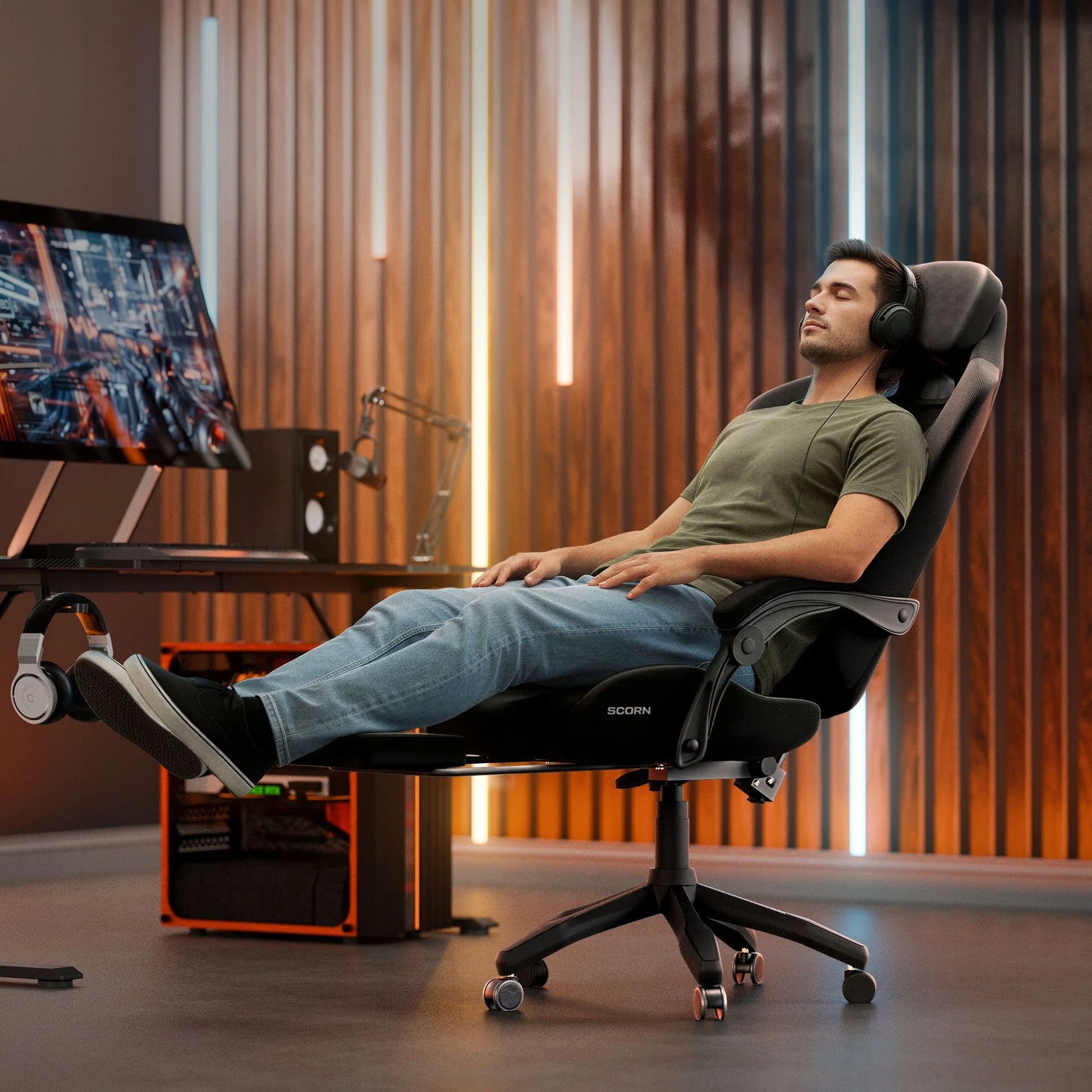 Gaming chair office swivel chair fabric + footrest TREX E-SPORTS Manufacturer code TX-120GC SCORN