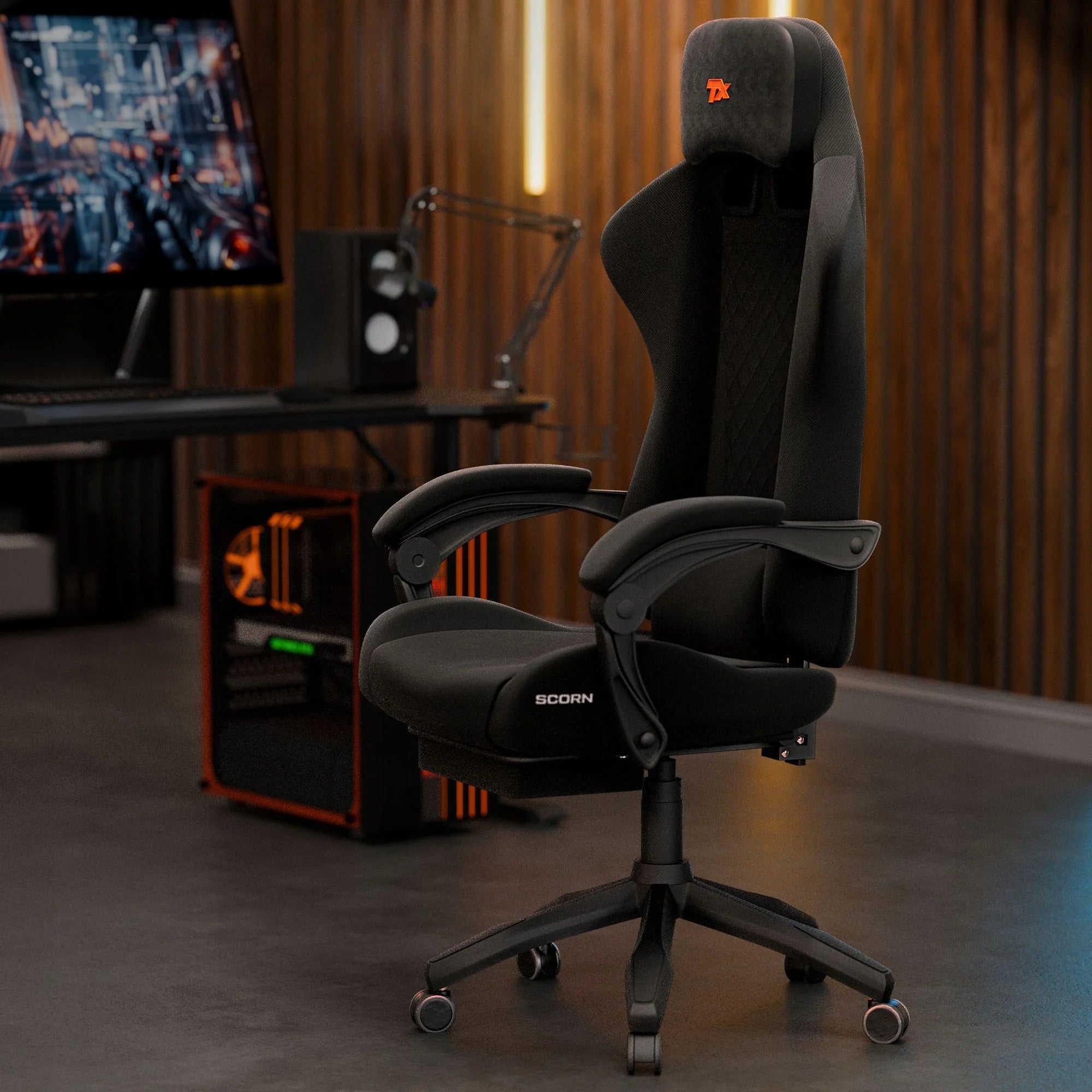 Gaming chair office swivel chair fabric + footrest TREX E-SPORTS Packaging status original