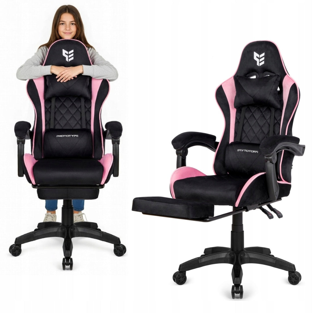 Gaming chair swivel player footrest velour for desk breathable XL