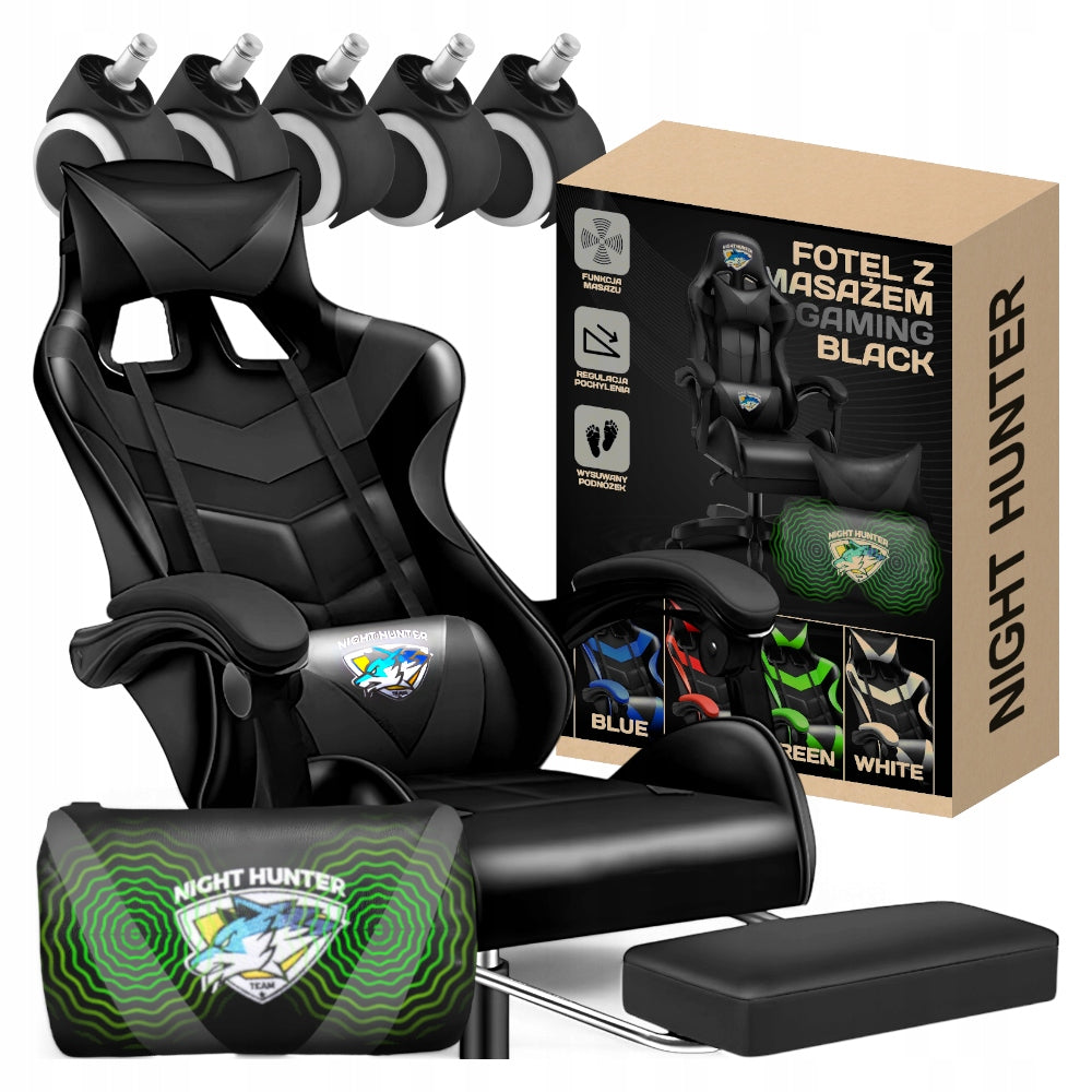 Gaming chair with back massage COMPUTER ROTATING for player + FOOTREST!
