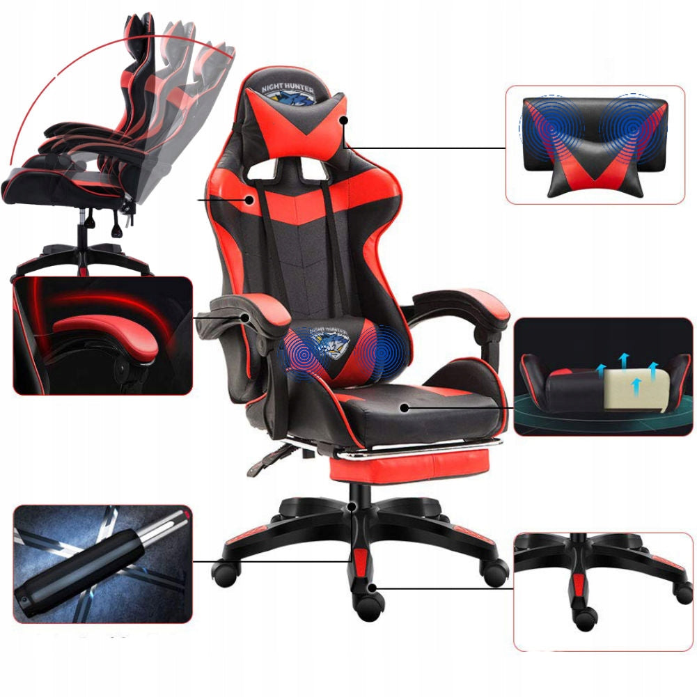 Gaming chair with back massage COMPUTER ROTATING for the player + footrest! Manufacturer code nie występuje