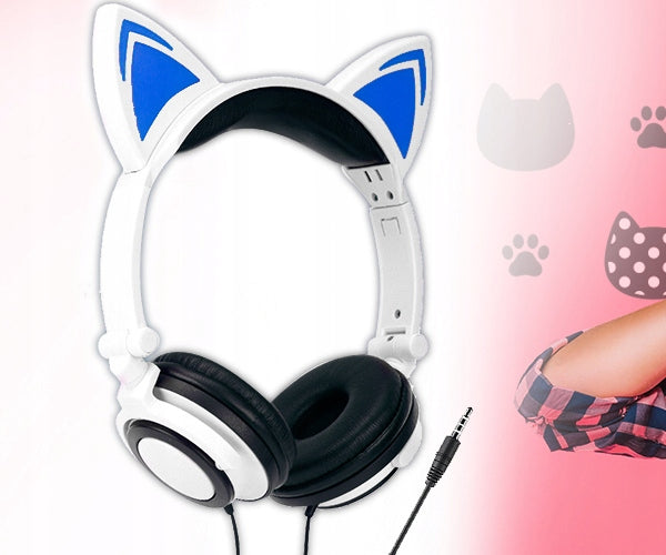 Gaming headphones CAT Ears LED ILLUMINATED FLASHING FOLDABLE Brand Webski