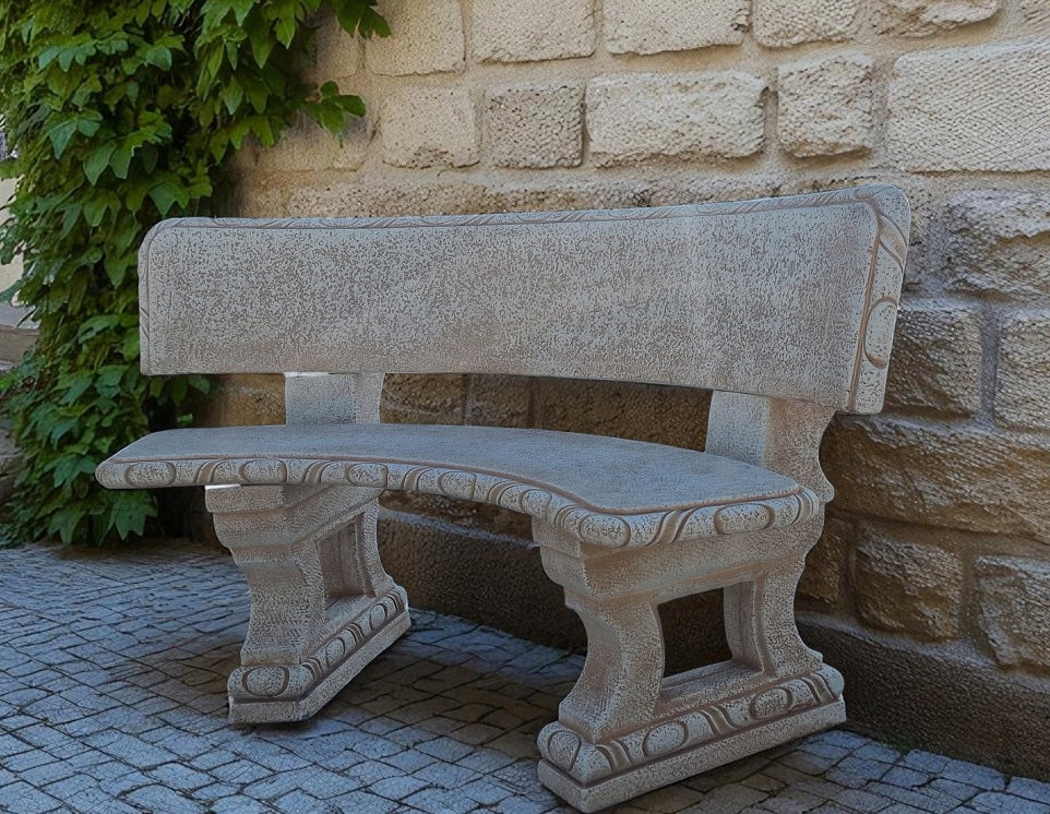 Garden Bench Spanish Arch with Backrest Cement Conglomerate Figure Manufacturer Ag-Bet