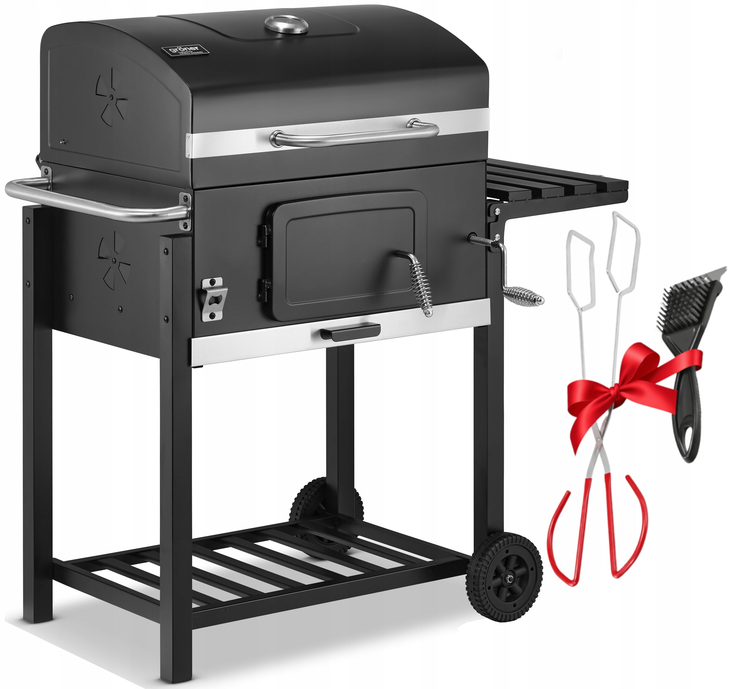 Garden CHARCOAL GRILL GRÖNER thermometer LARGE CAST IRON GRATE 57x42cm +FREEBIES Manufacturer code BBQ001