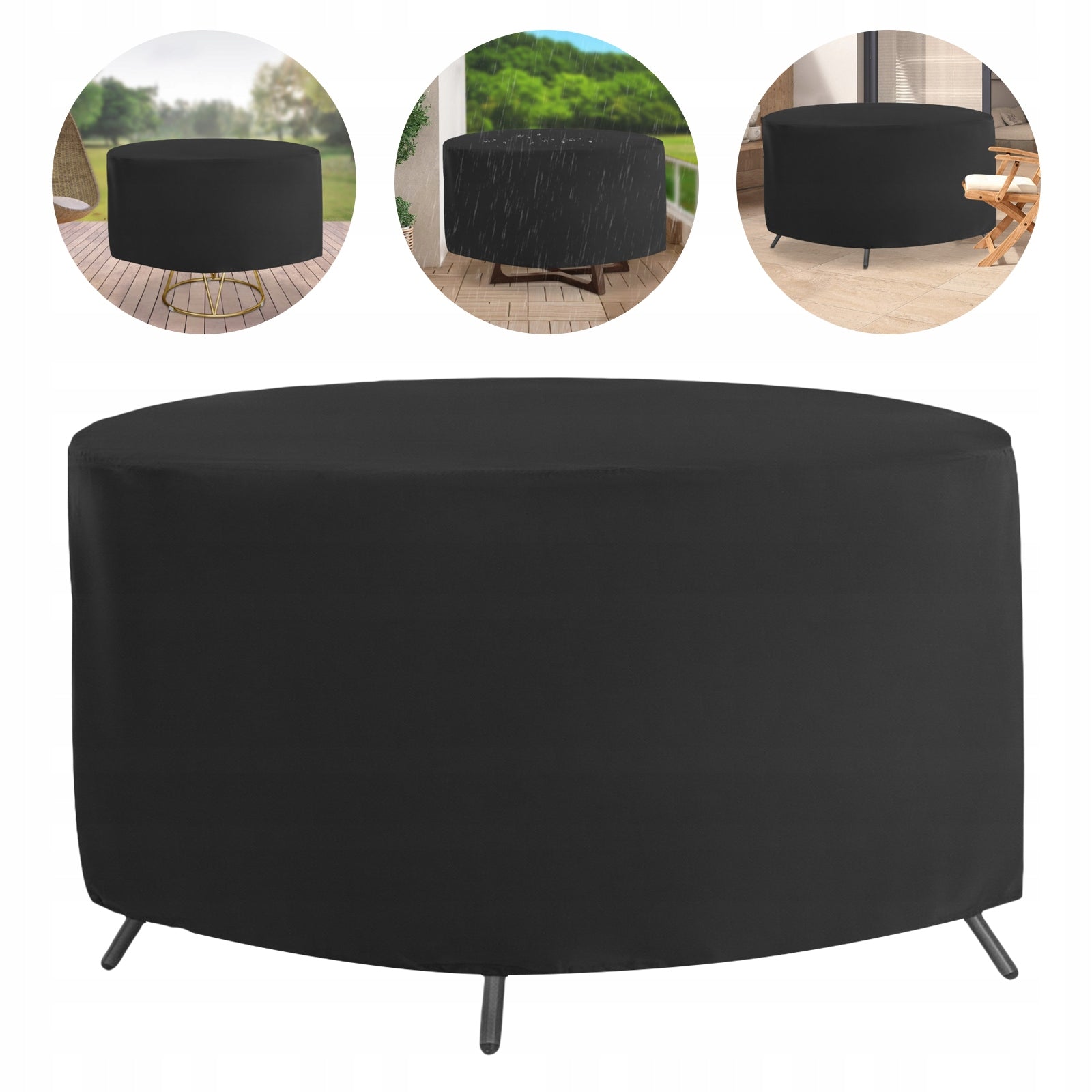 Garden Chair Cover, Waterproof Circular Terrace Table and Chair Cover-Black Manufacturer code 742058684299
