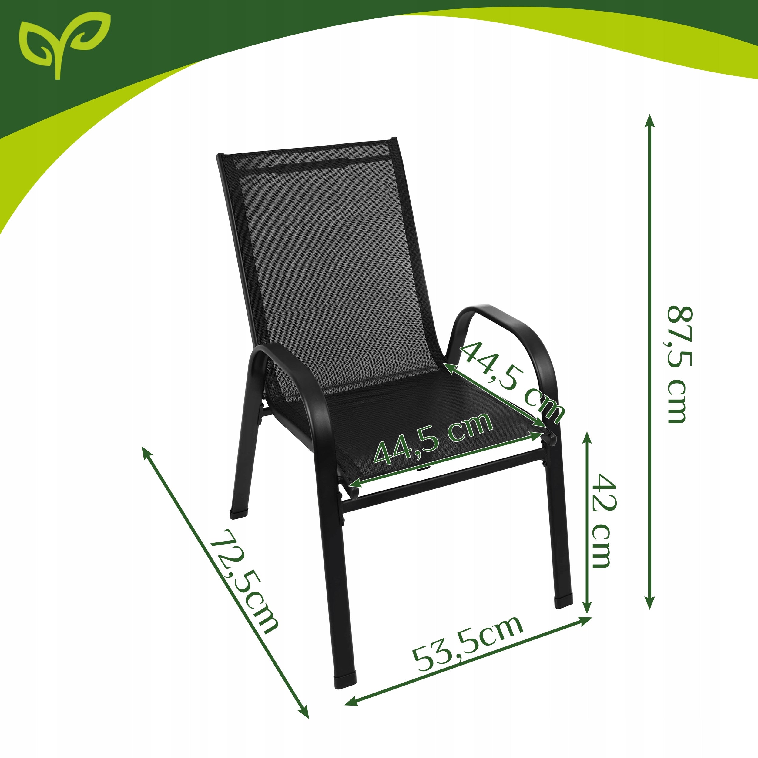 Garden Chairs Set for Terrace Balcony Garden 4 x Metal Chair 150kg Color black