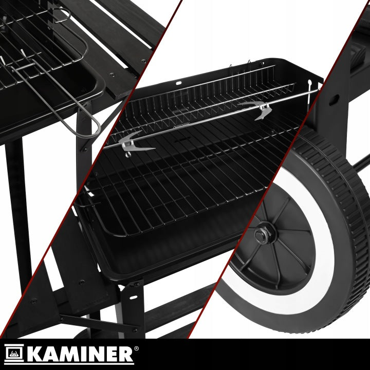Garden Charcoal Grill with Cover and Corner Portable Stable Grating Shelves Grill height 121 cm