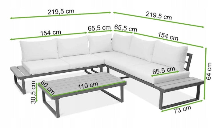 Garden Corner Seating EMERSON Furniture Set Grey Wooden Inserts Packaging status original