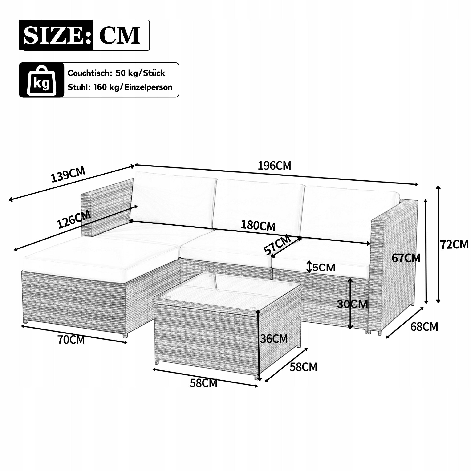 Garden Corner Set Technorattan Modular Set for Terrace 3os Czarny Packaging status original