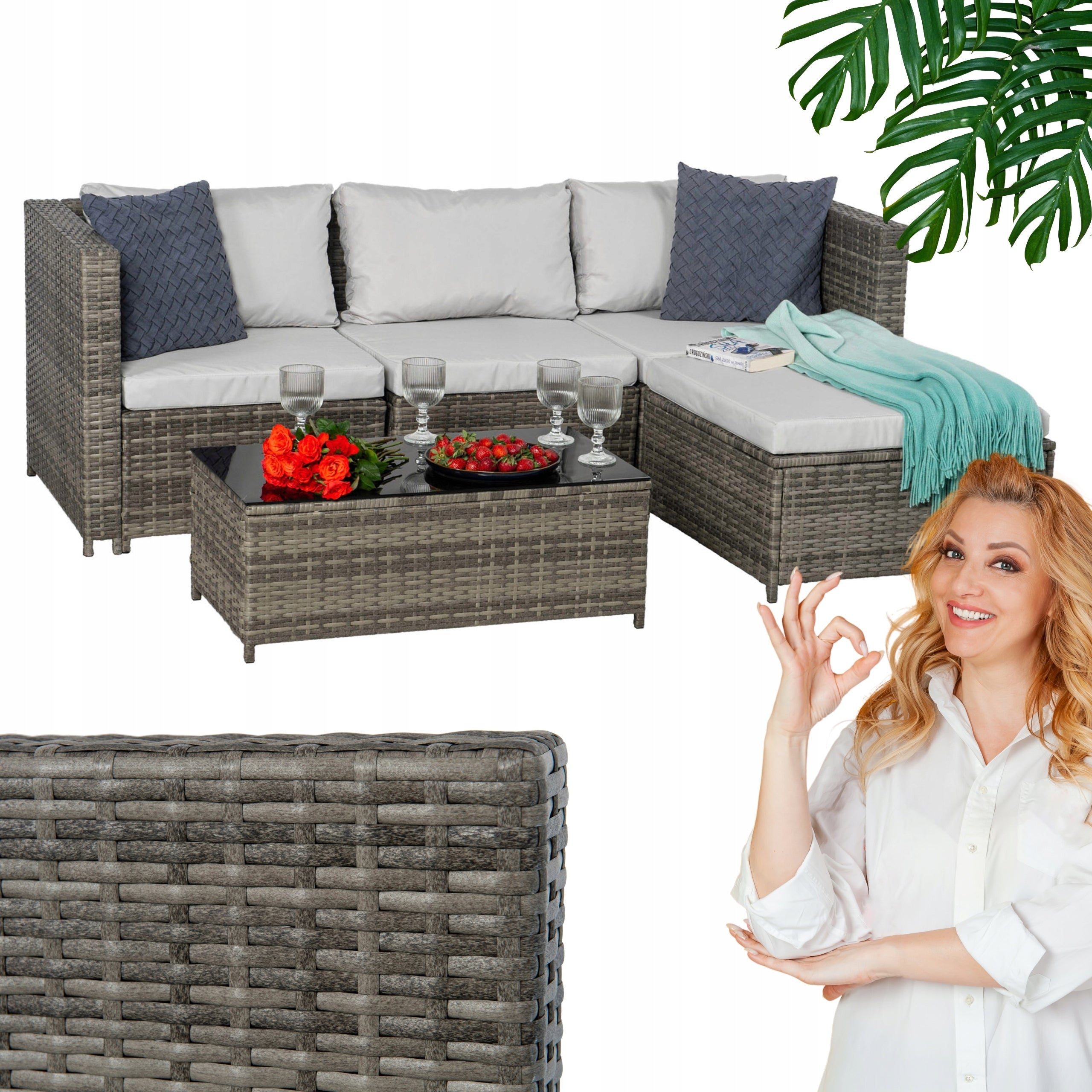 Garden Corner Set Technorattan Modular Set for Terrace BOSTON 5os