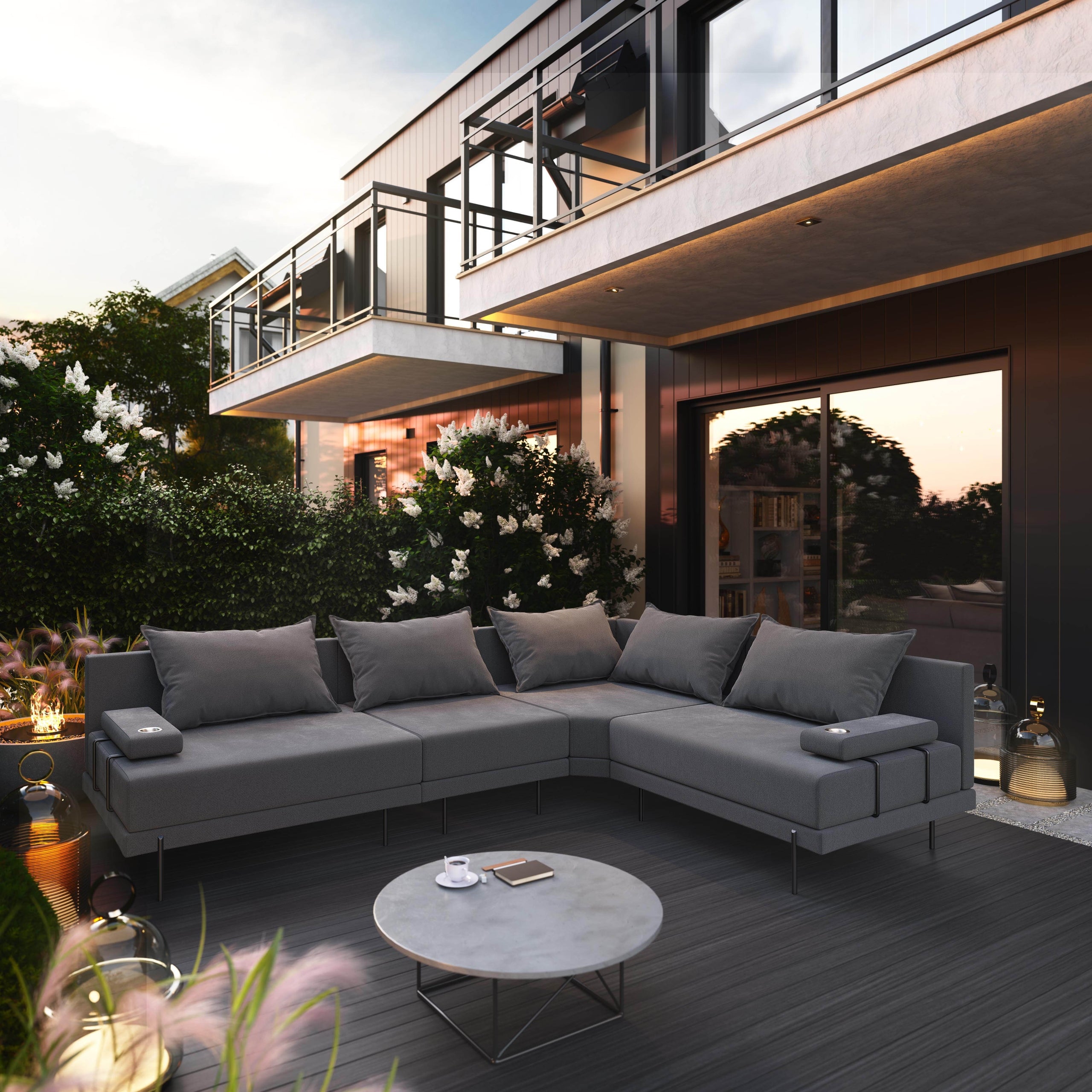 Garden Corner Sofa Bahama M Dark Grey 298 x 222 cm Set Right Manufacturer no brand