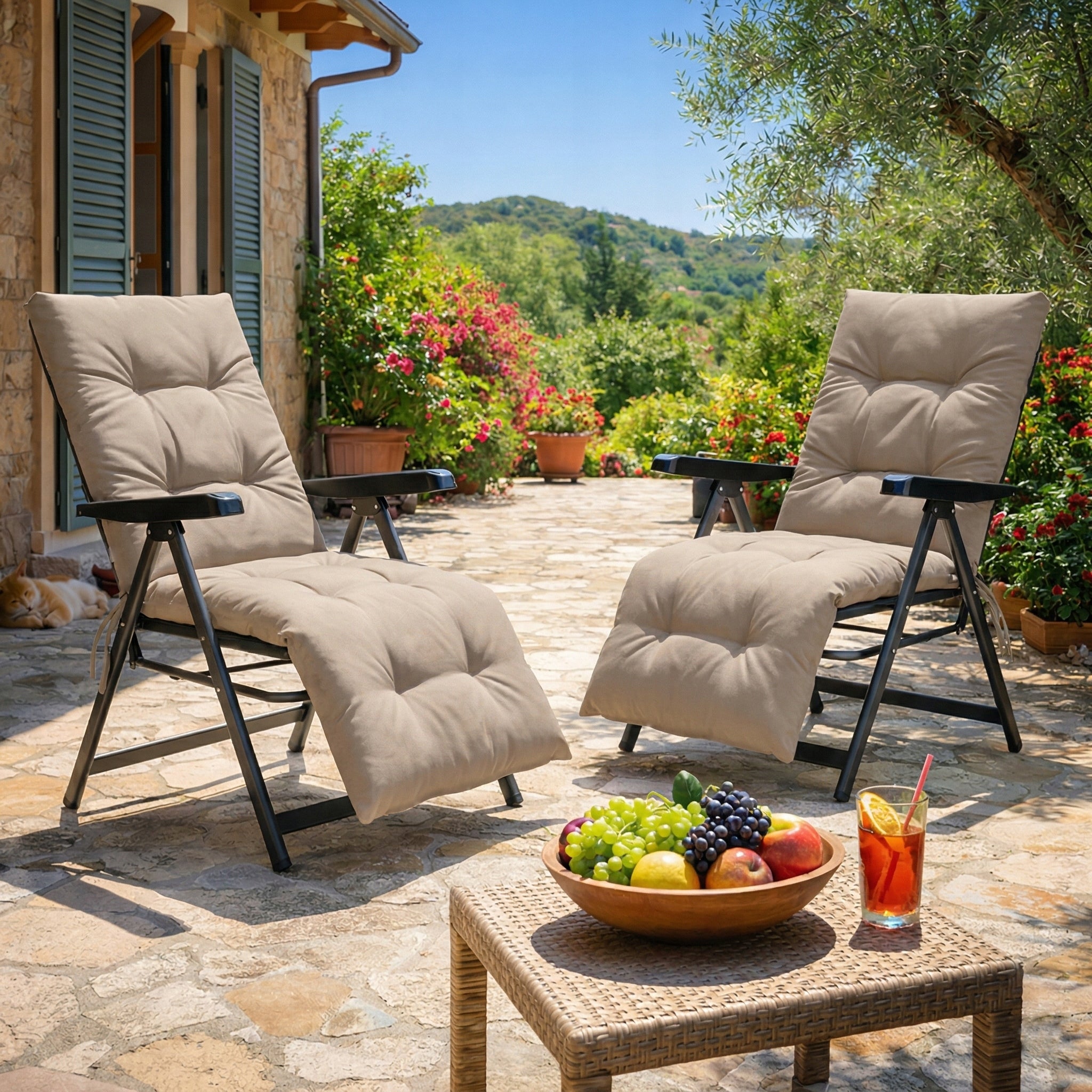Garden Cushion Waterproof for Sun Lounger with Footrest for Sun Lounger Bench 160 cm Packaging status original