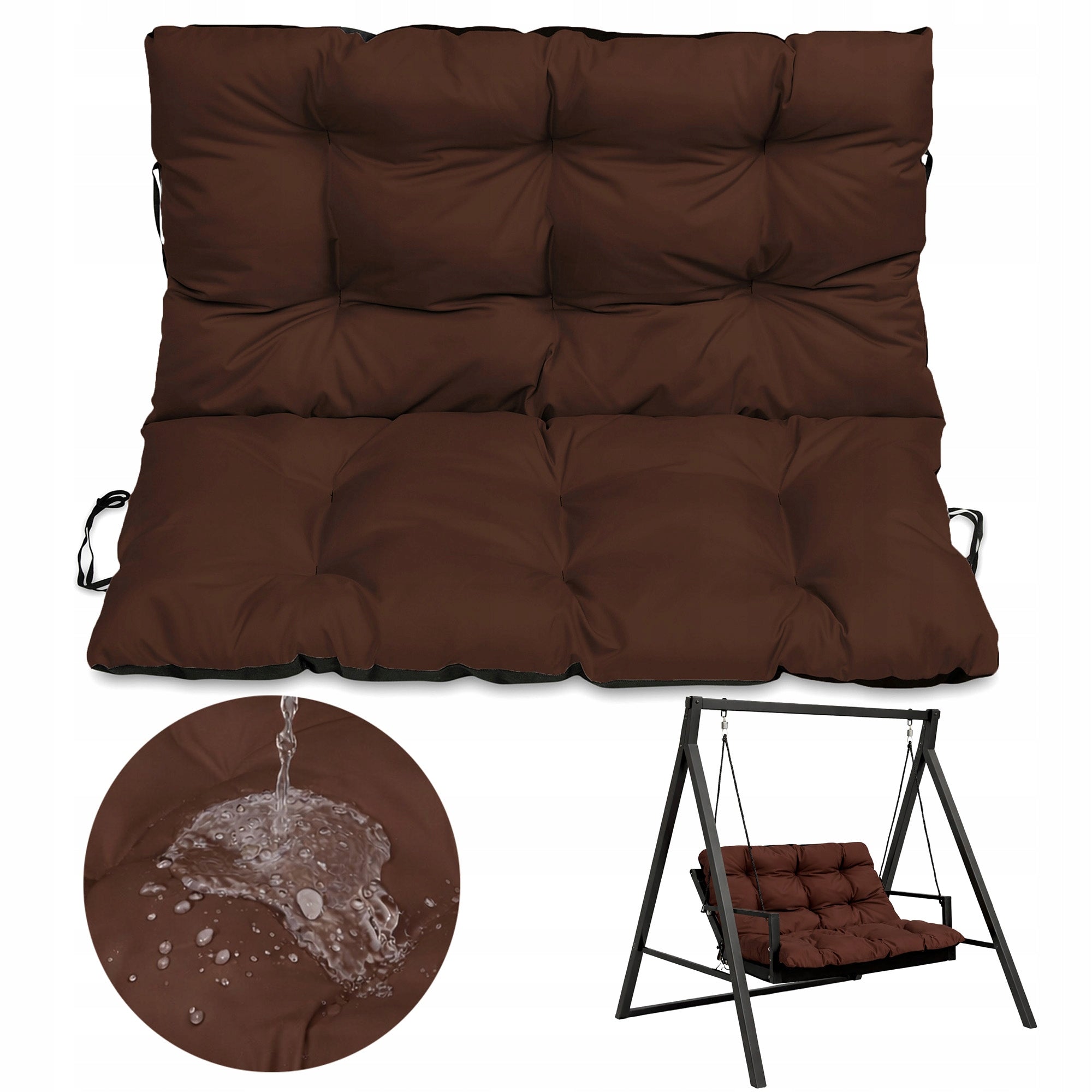 Garden Cushion for Bench Swing Furniture Soft WATERPROOF 100x60x50 BRONZE Packaging status original