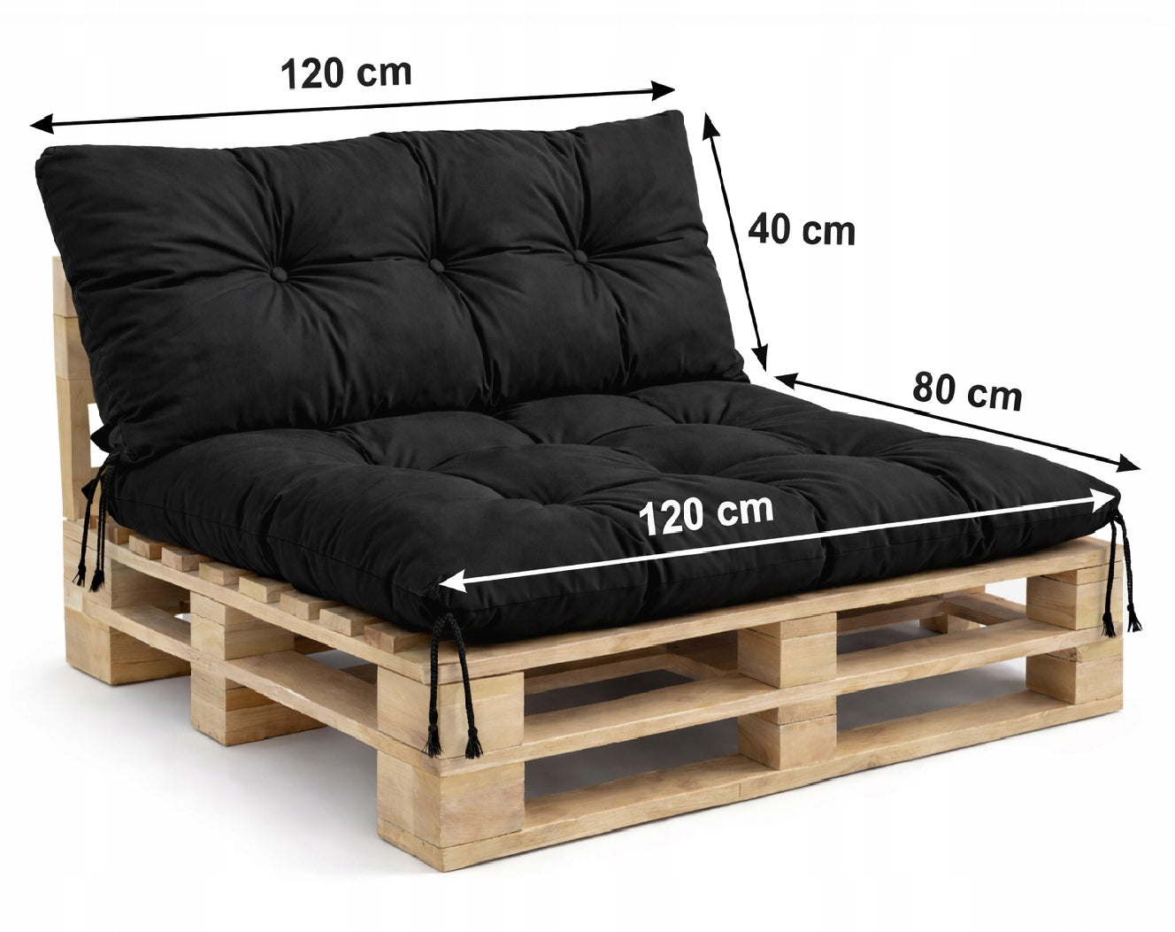 Garden Cushions 120x80x40 for Bench Pallet Swing Waterproof Black Manufacturer code TDBS-OGR-ZPODUS-PALE-0120-PL-CZAR