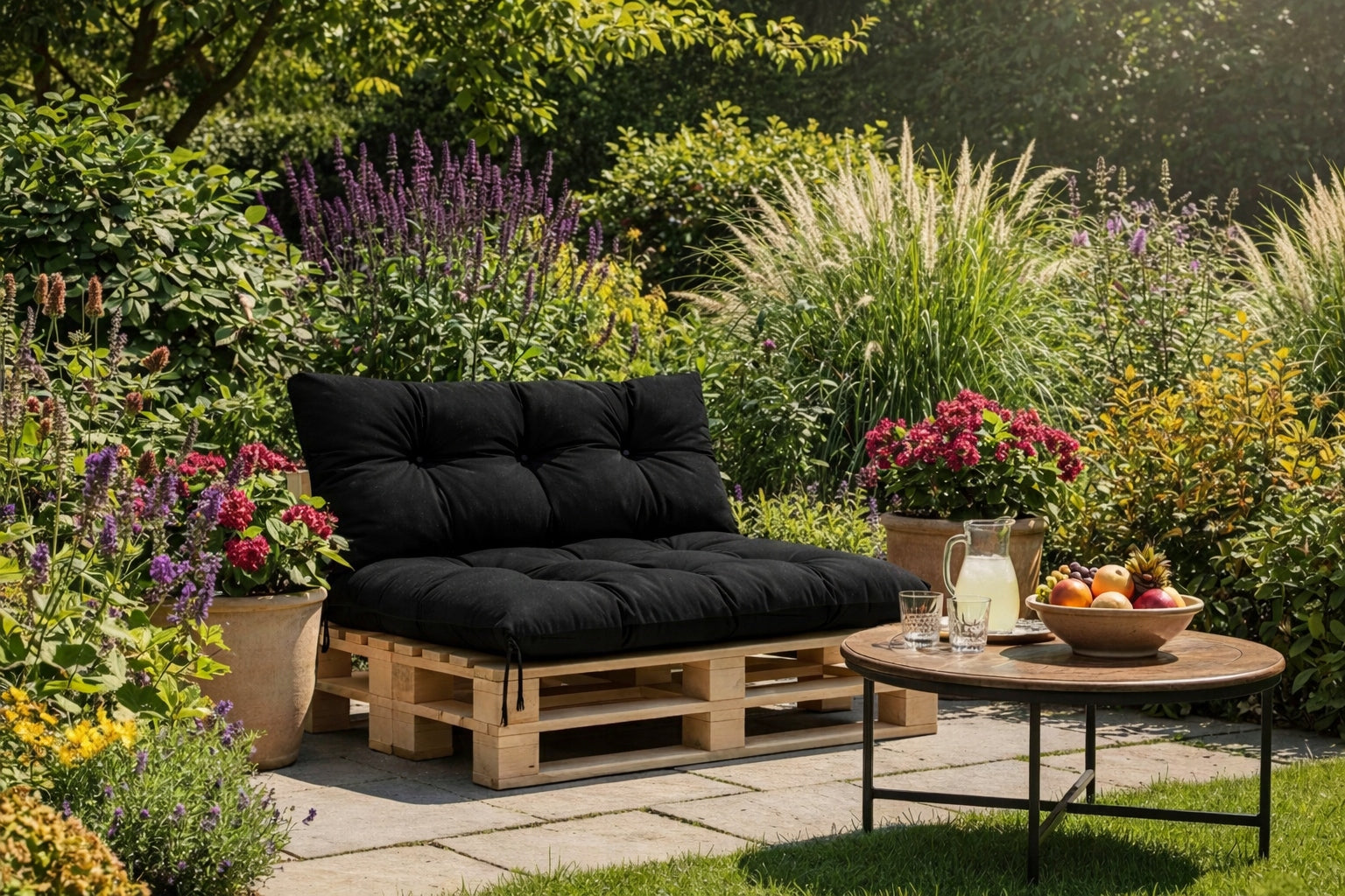 Garden Cushions 120x80x40 for Bench Pallet Swing Waterproof Black Waterproofness yes