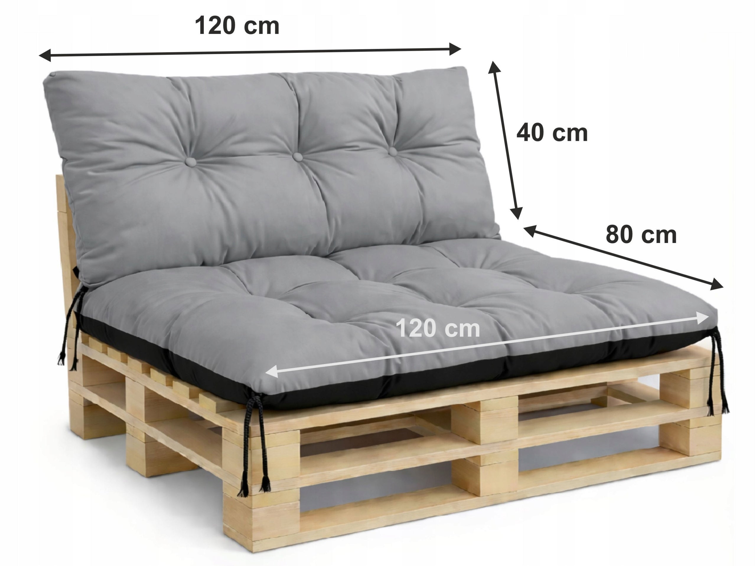 Garden Cushions 120x80x40 for Bench Pallet Swing Waterproof Grey Manufacturer code TDBS-OGR-ZPODUS-PALE-0120-PL-SZAR