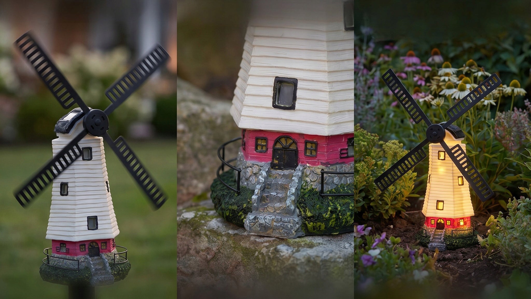 Garden Decoration Light Windmill Solar LED with Rotating Blades Outdoor Kind windmill