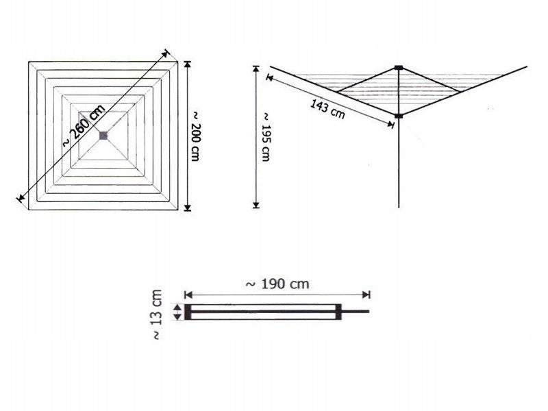 Garden Dryer 50m Line Anchor Screw + Metal Hardware Strong Stable Additional information Cover Included