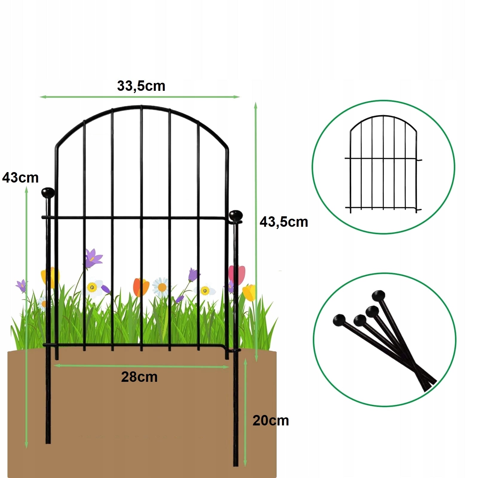 Garden Fence Metal Lawn Fence Beds 10 Pcs Set 3,4m Color black