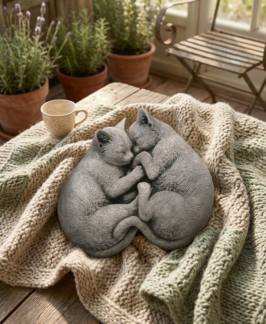 Garden Figure Concrete Kittens Cat Sculpture Concrete Figurine Garden Decoration Type sculpture (figure)
