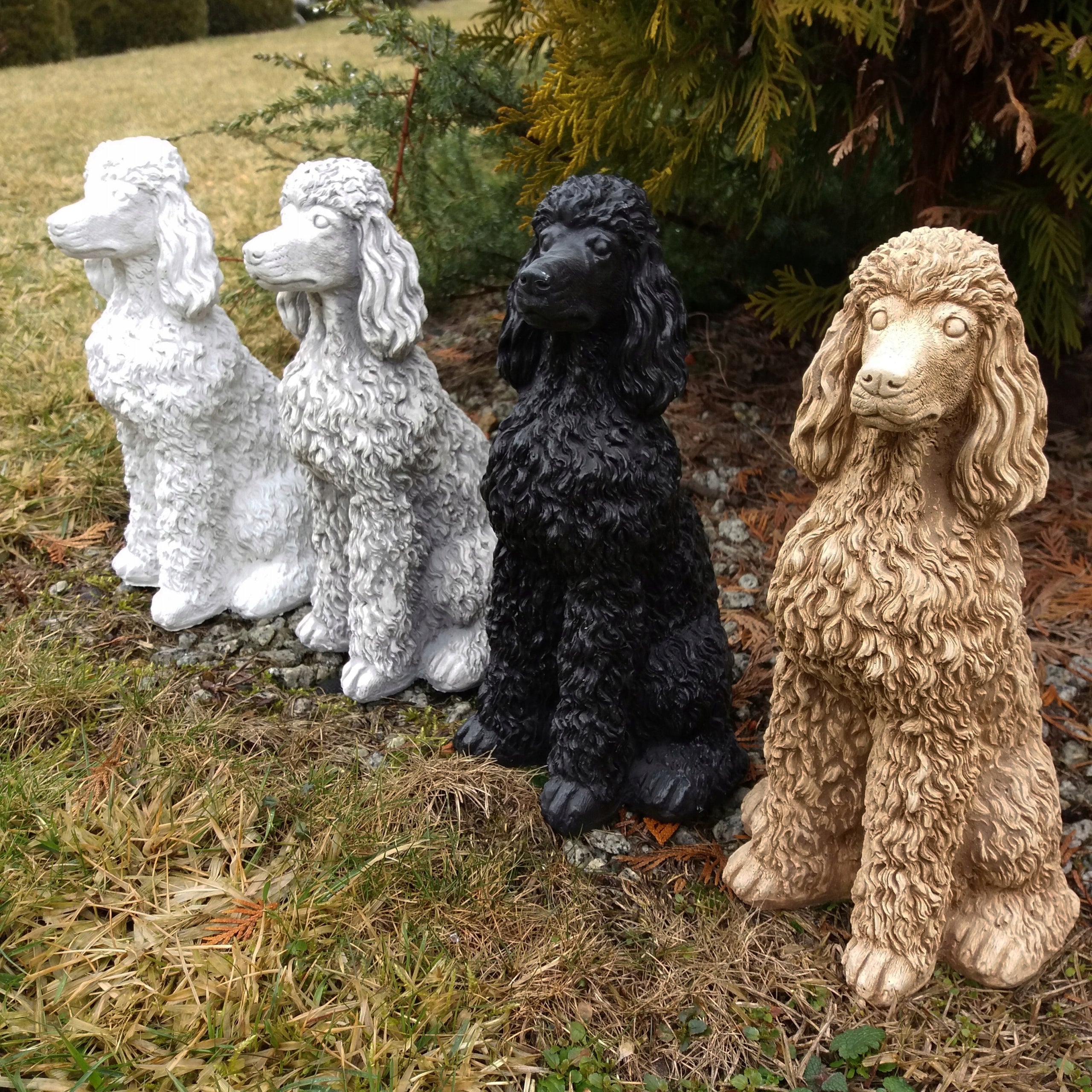 Garden Figures Concrete Dog Ornaments Decorations Poodle for Dog Tombstone Type sculpture (figure)