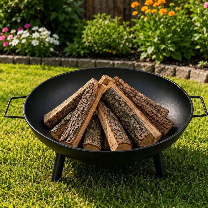 Garden Fire Pit Steel Black for Fire Pit Grill Large Solid + FREEBIE Manufacturer no brand