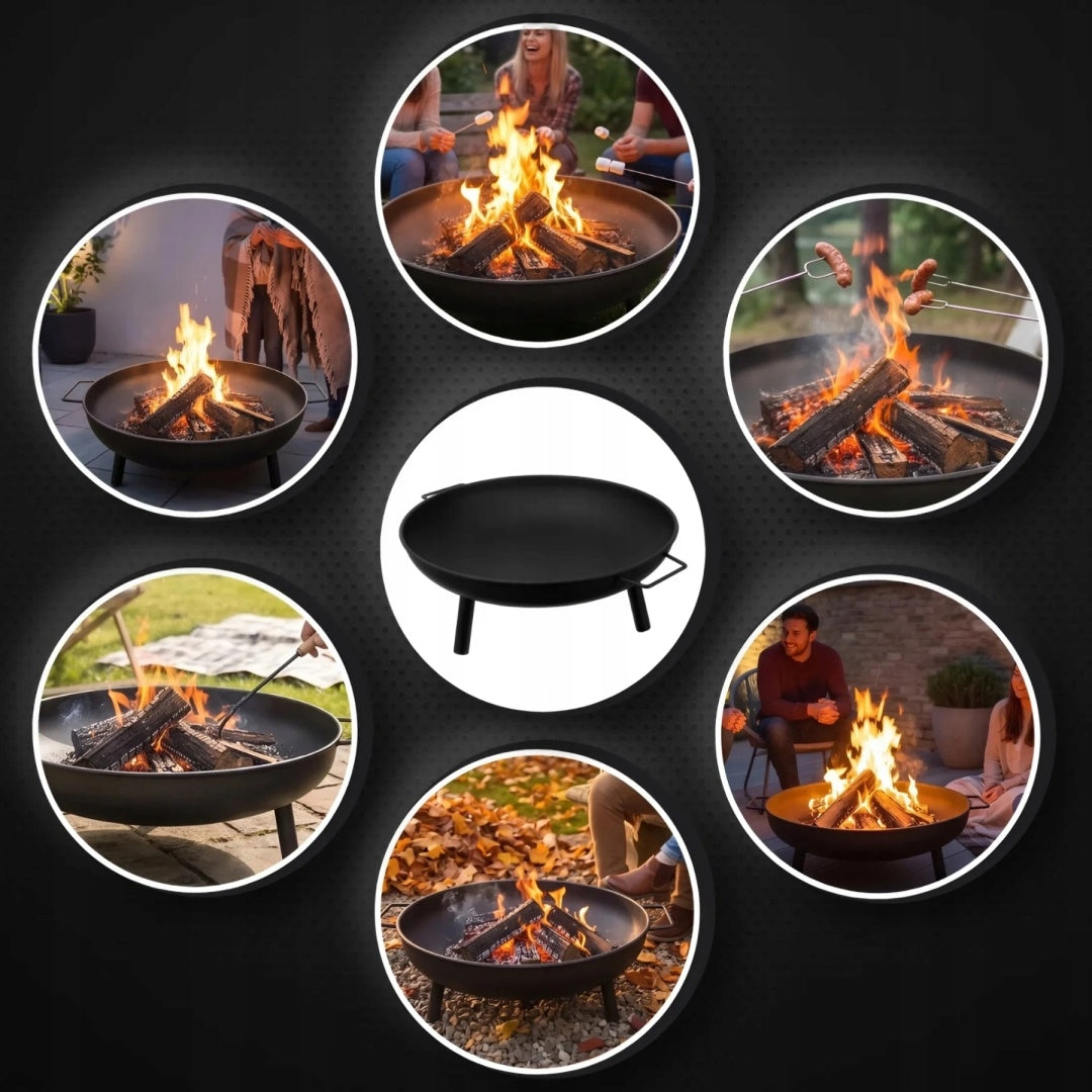Garden Fire Pit for Grill Boiler 60cm for Fire Pit Steel Black Handles Manufacturer code ASATO-PAL60-STAL