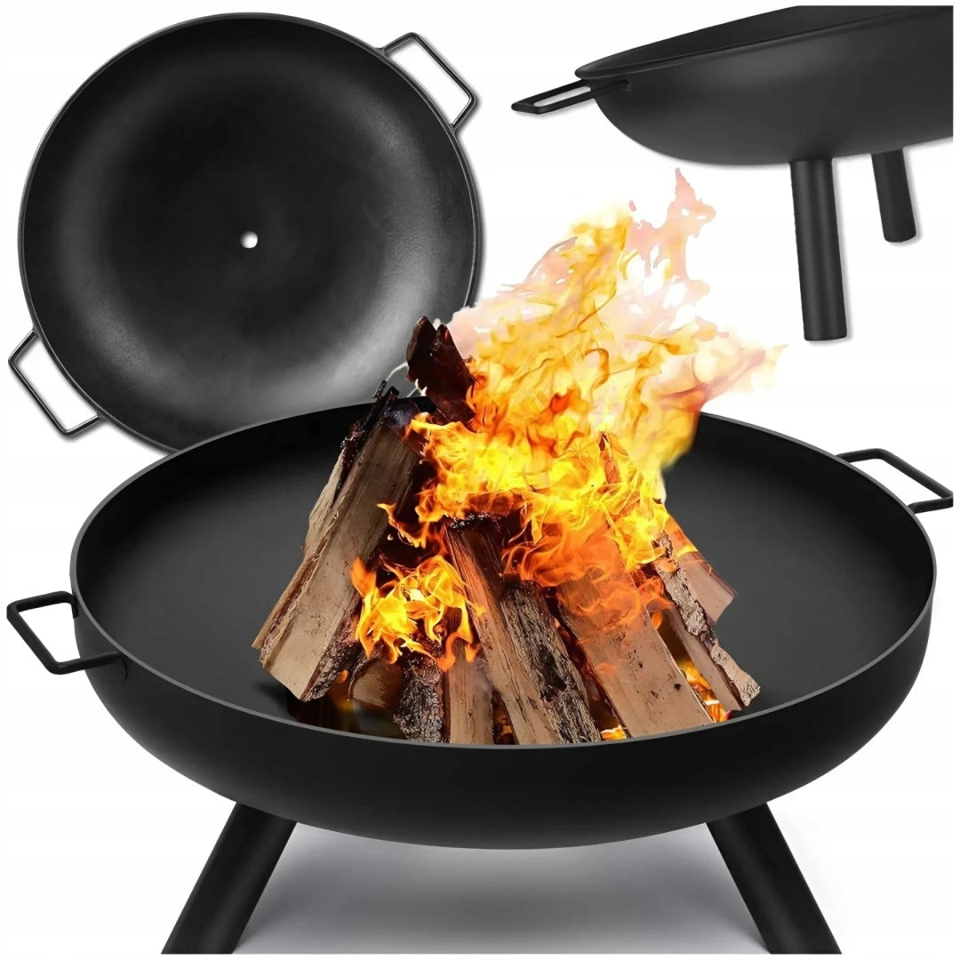 Garden Fire Pit for Grill Boiler 60cm for Fire Pit Steel Black Handles