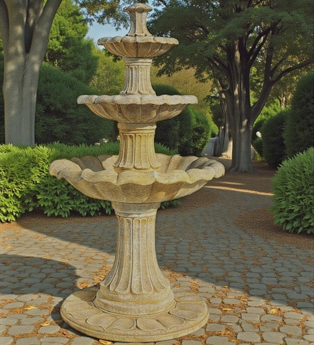 Garden Fountain Zaragoza 205cm Conglomerate Garden Figure White Cement