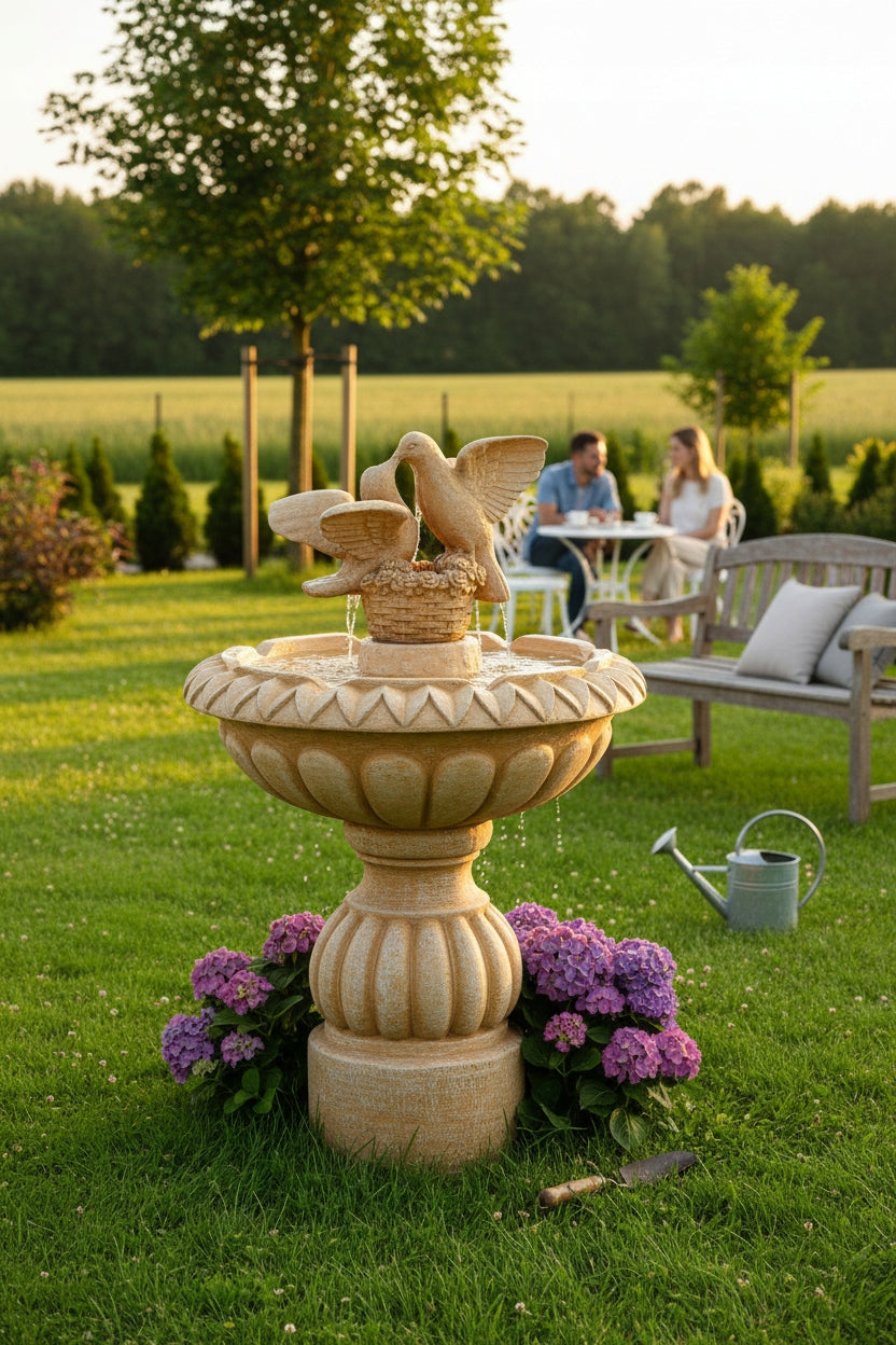 Garden Fountain with Conglomerate Pigeons Concrete Fountain Figure Manufacturer code 1017