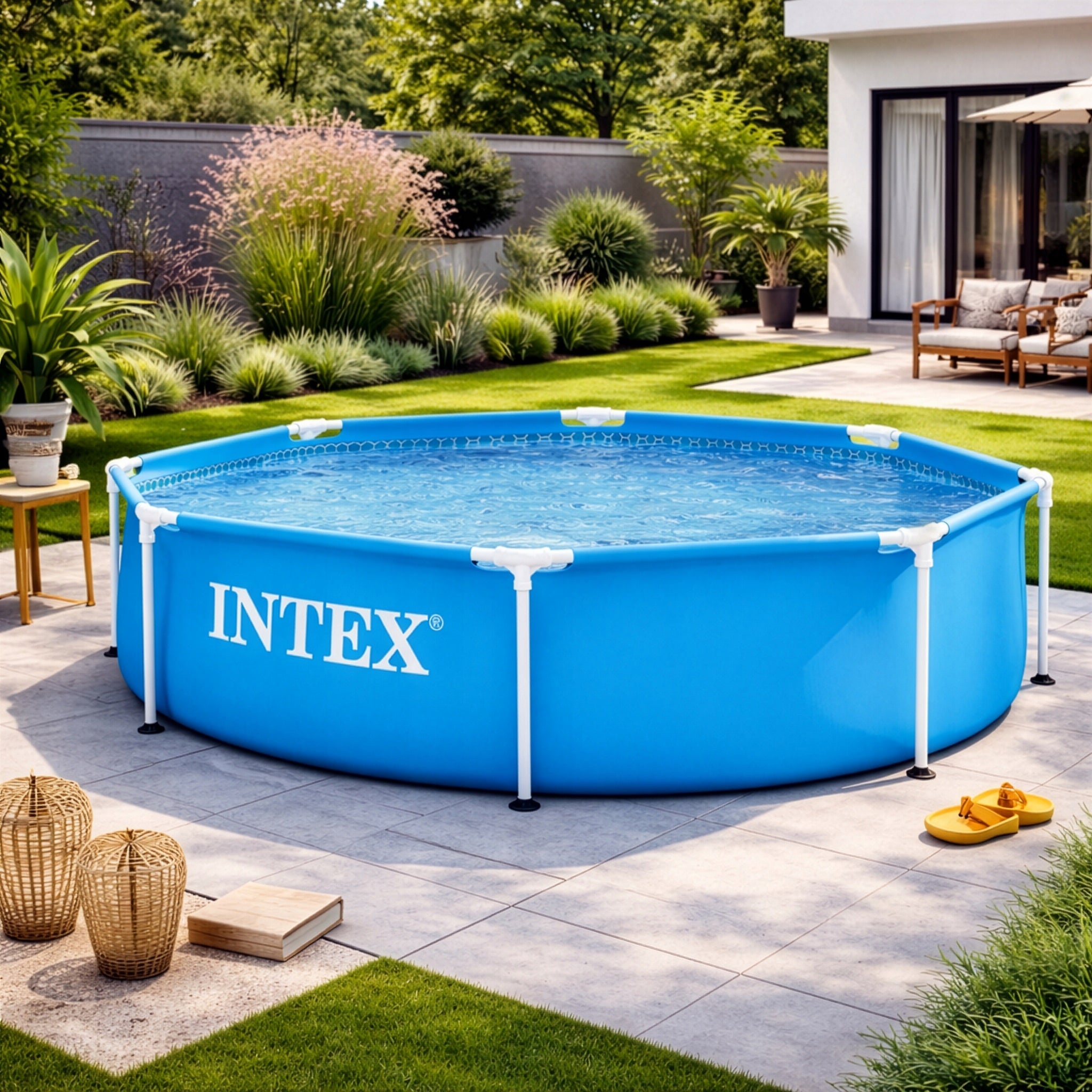 Garden Framed Pool Round 244 x 51 cm 1828L Metal Frime INTEX 28205 Length 244 cm