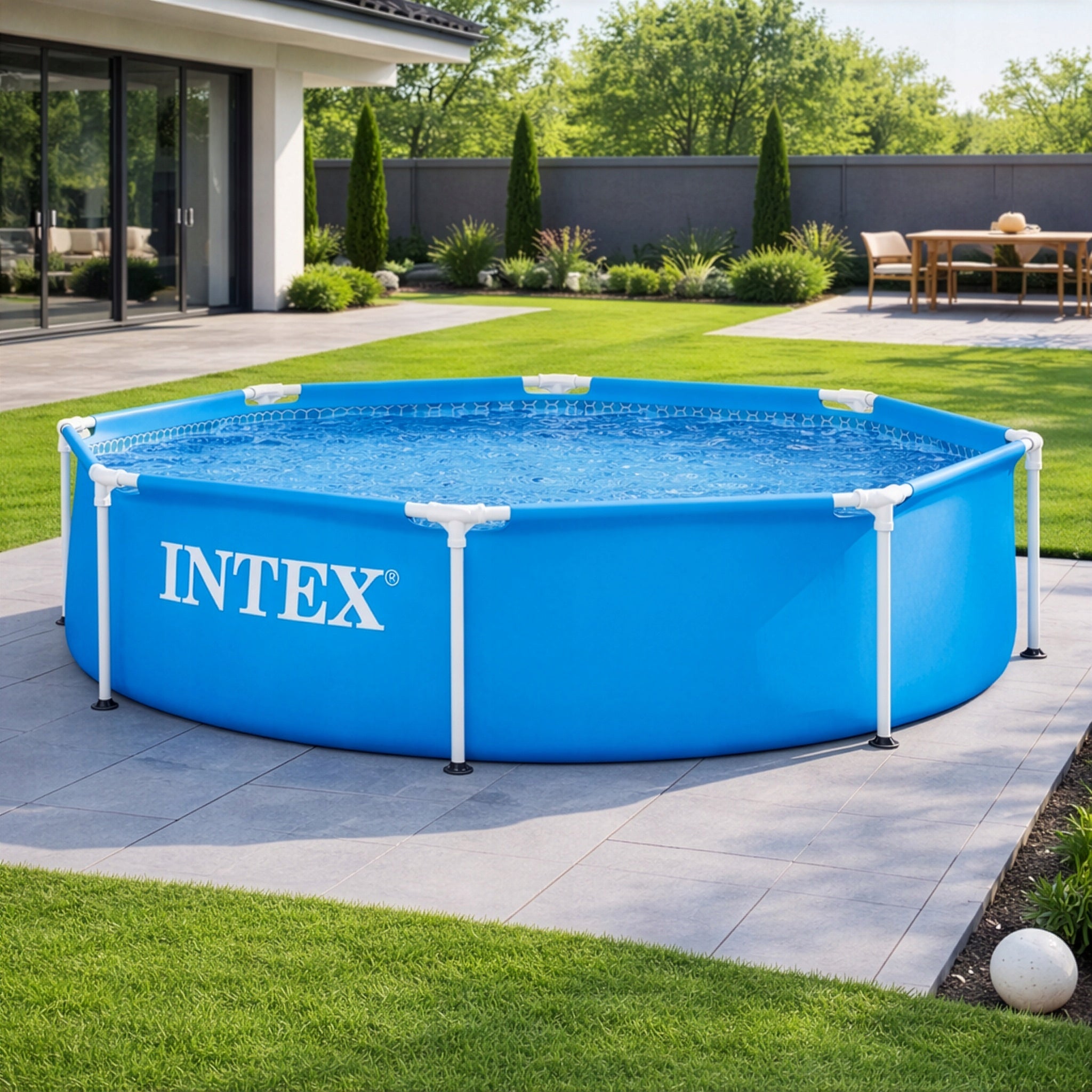 Garden Framed Pool Round 244 x 51 cm 1828L Metal Frime INTEX 28205 Volume 1820 l