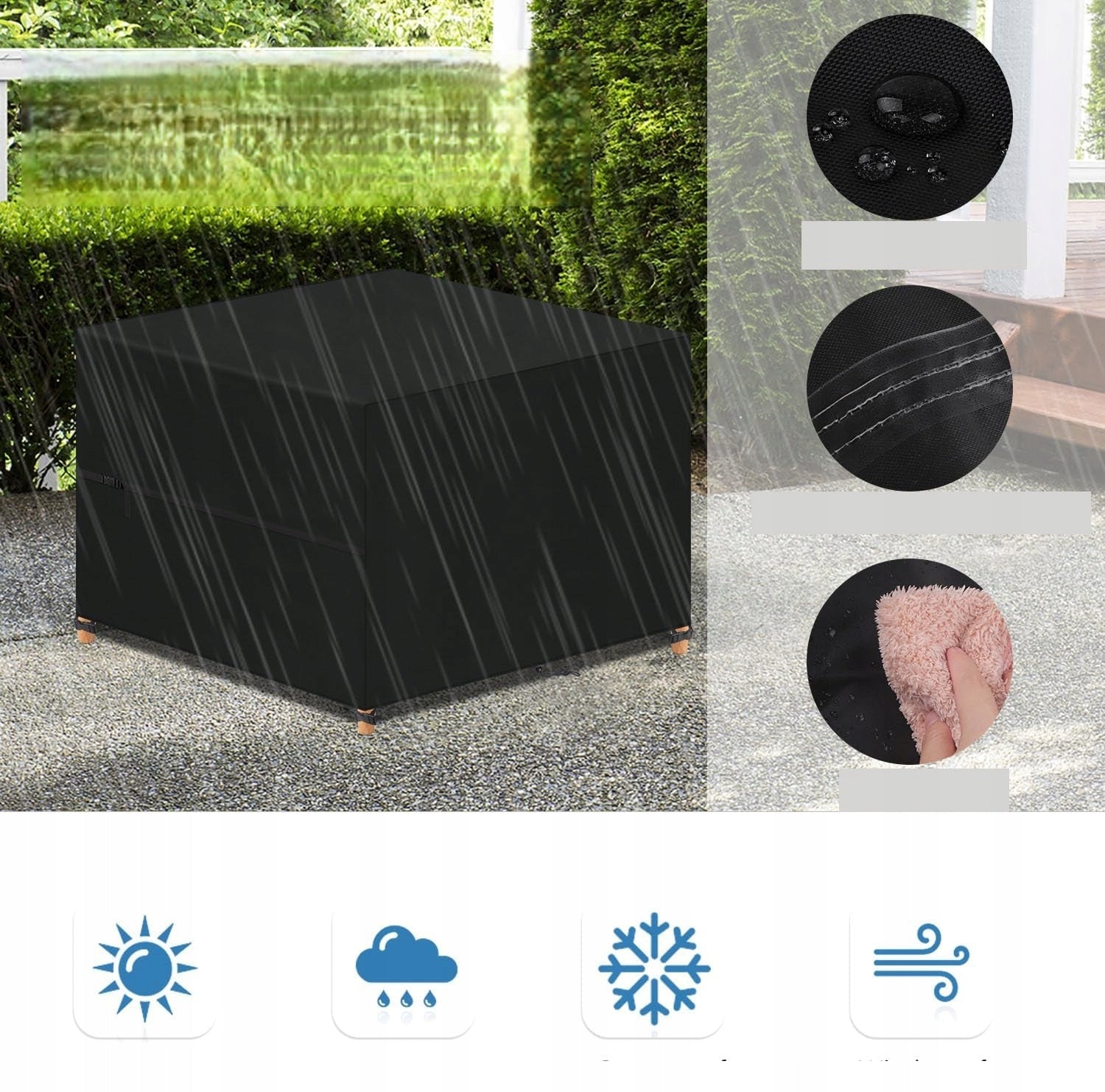 Garden Furniture Cover 60x60x60 cm Waterproof UV Black Manufacturer code F53