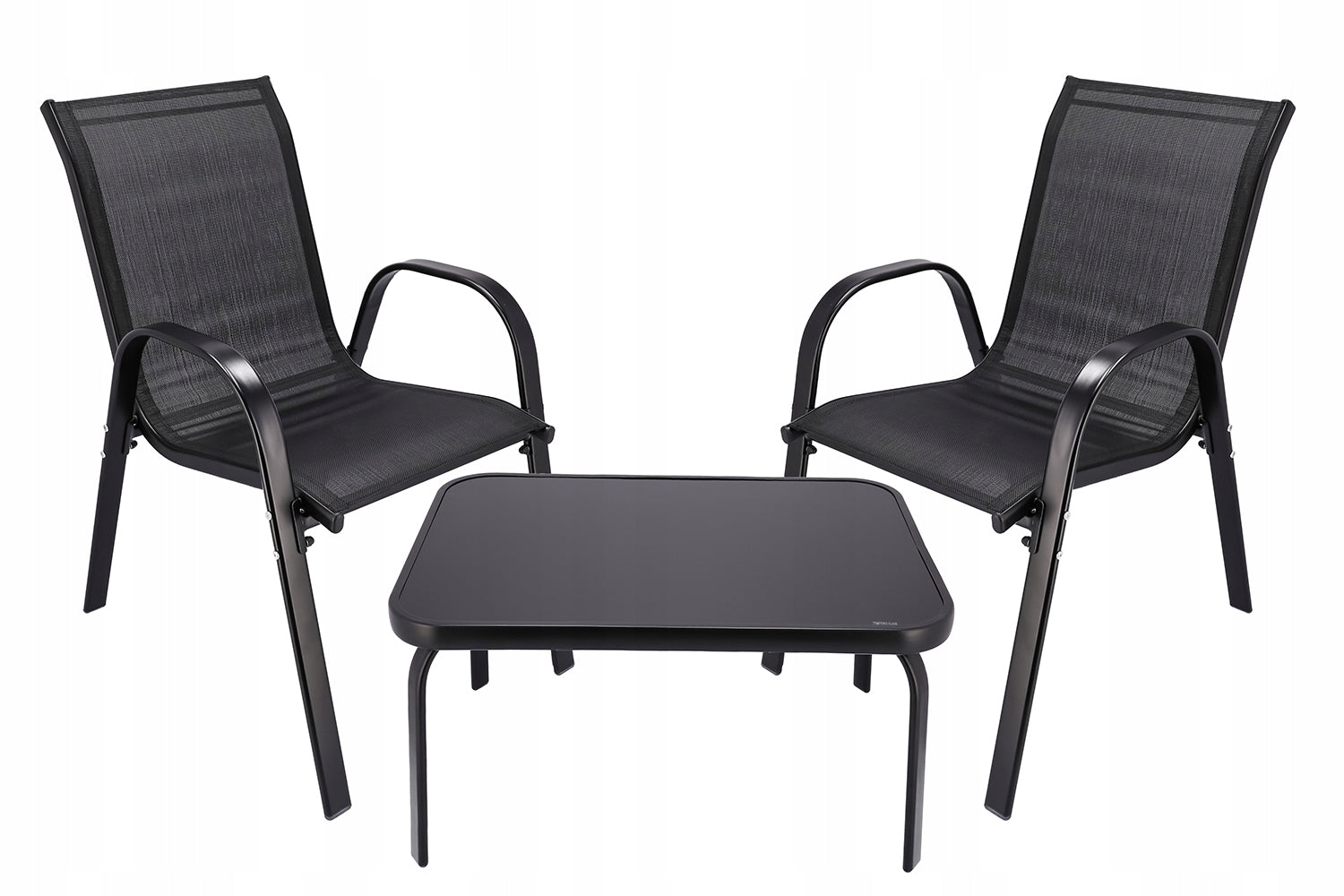 Garden Furniture For Balcony Terrace Set Coffee Table Chairs Black Main material metal