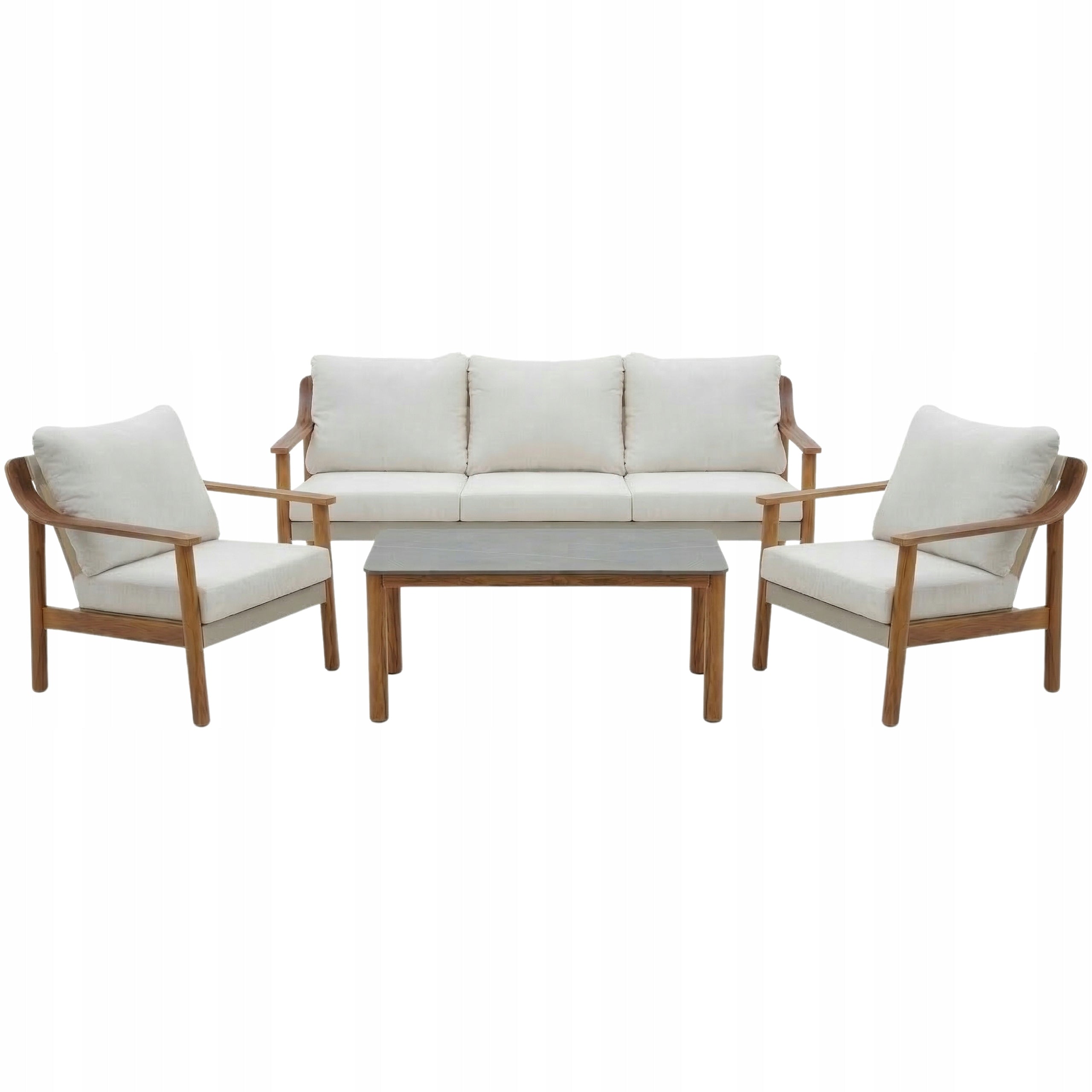 Garden Furniture SOFA TABLE 2 ARMCHAIRS COFFEE SET Leisure BEIGE Terrace Main material metal