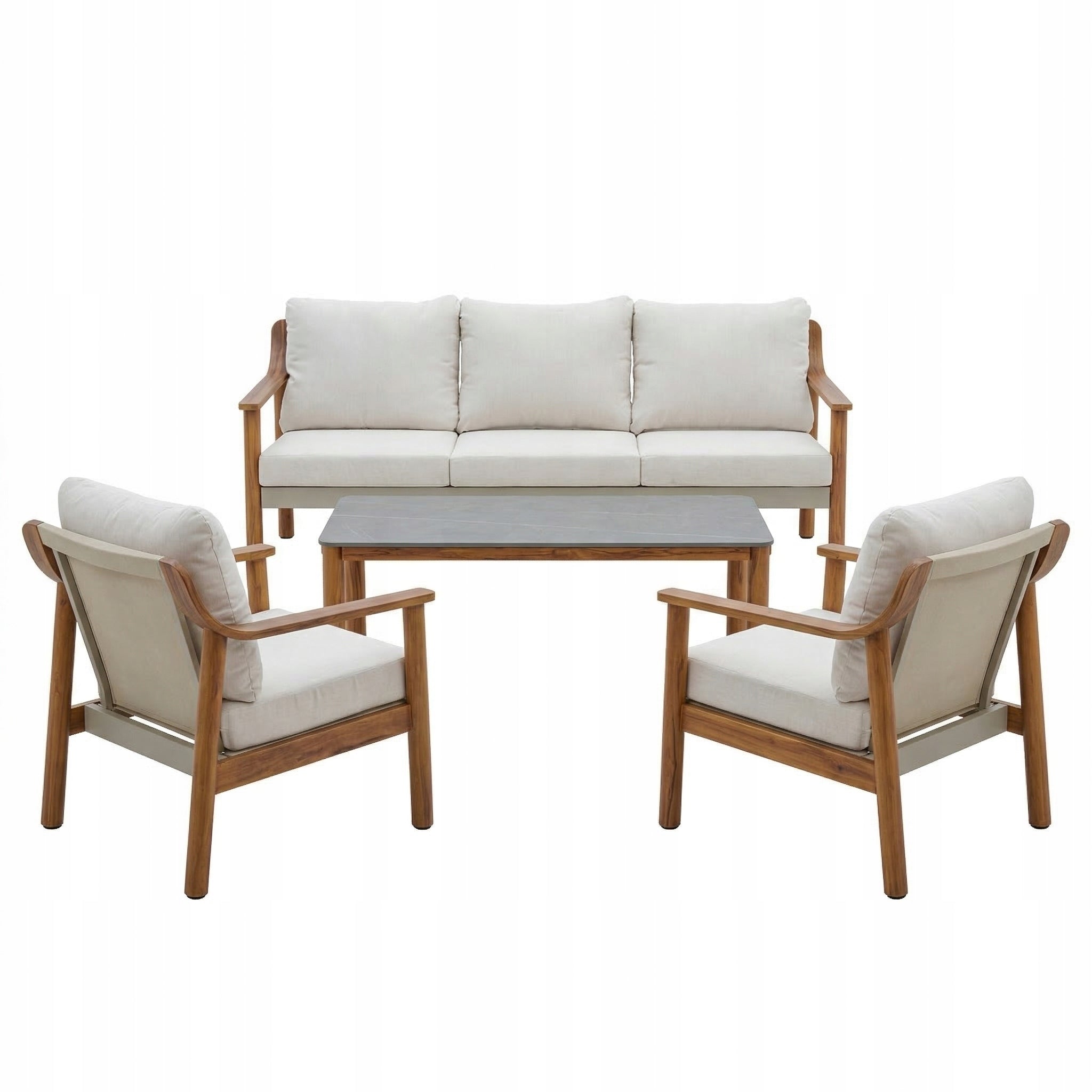 Garden Furniture SOFA TABLE 2 ARMCHAIRS COFFEE SET Leisure BEIGE Terrace Number of items in the set 4