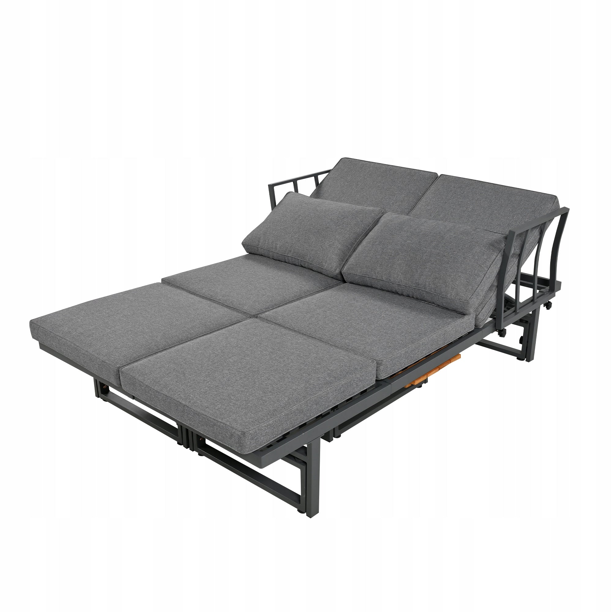 Garden Furniture Set 2 Sofas+Table Adjustable Acacia Wood Iron Grey Color gray