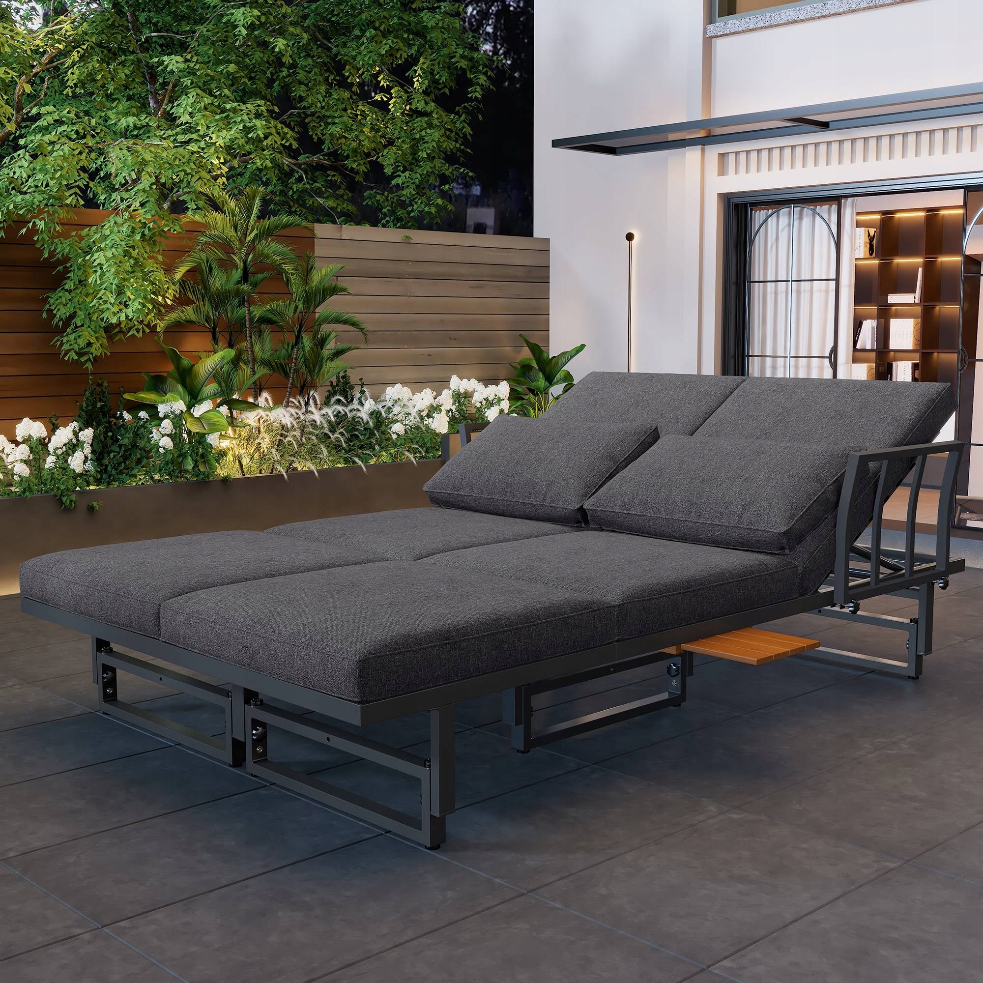 Garden Furniture Set 2 Sofas+Table Adjustable Acacia Wood Iron Grey Manufacturer code 6932864561240