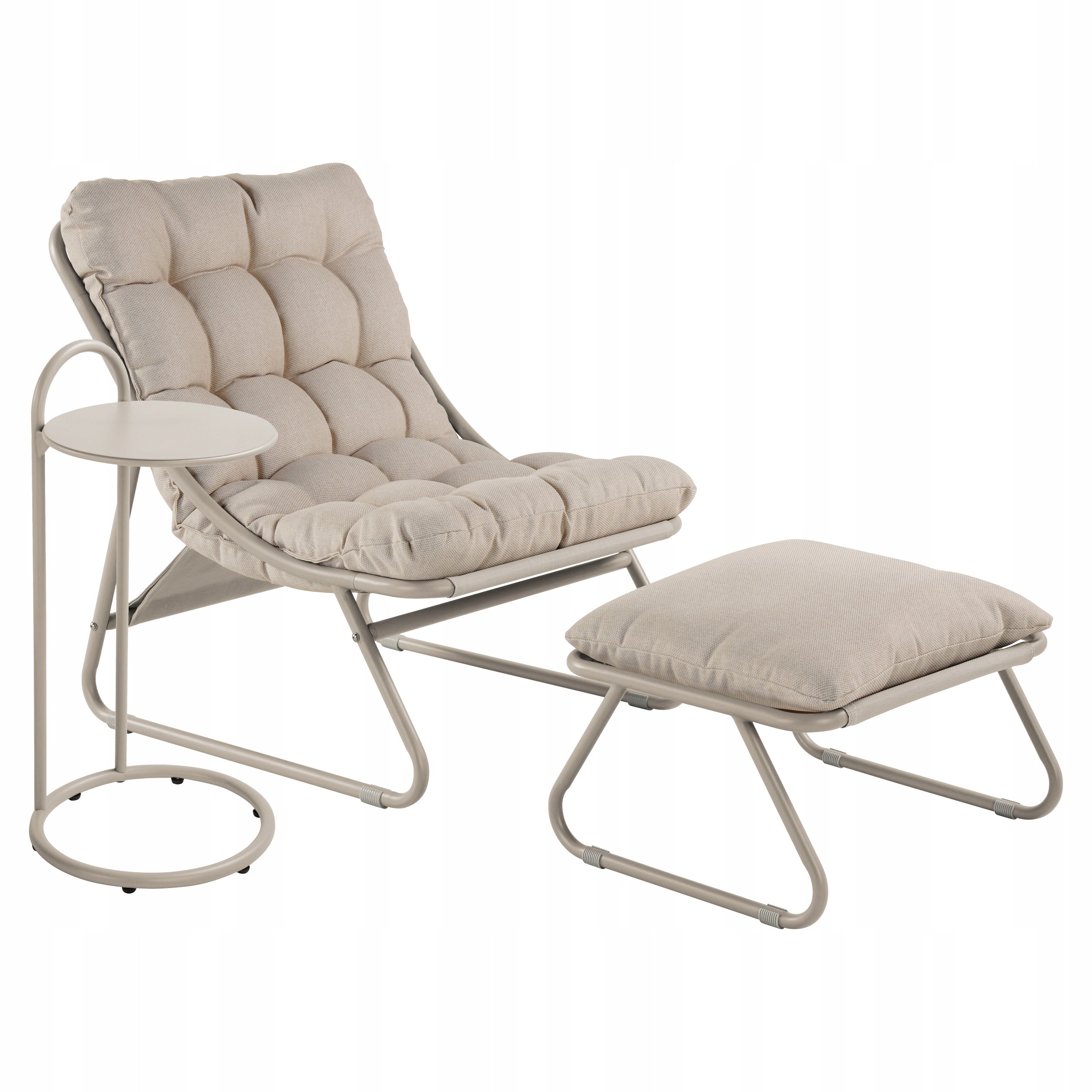 Garden Furniture Set 3in1 ARMCHAIR FOOTREST TABLE Terrace BEIGE Color beige