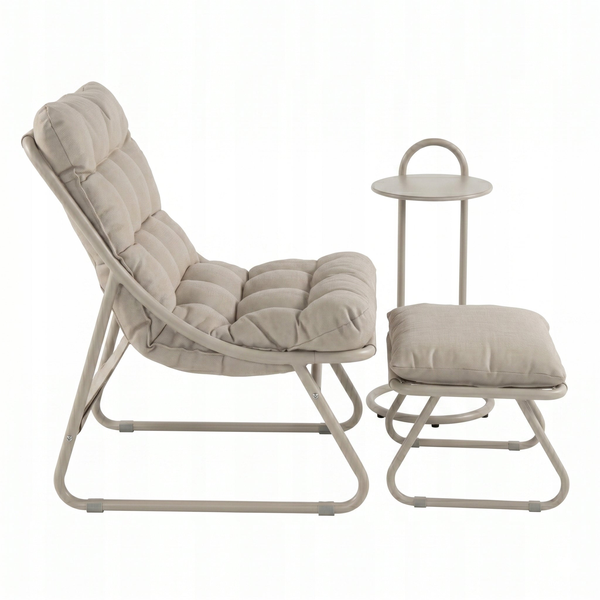 Garden Furniture Set 3in1 ARMCHAIR FOOTREST TABLE Terrace BEIGE Manufacturer no brand