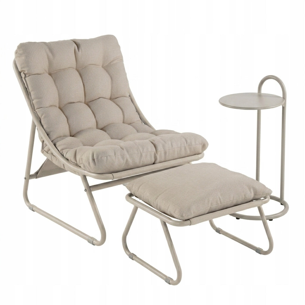 Garden Furniture Set 3in1 ARMCHAIR FOOTREST TABLE Terrace BEIGE Packaging status original