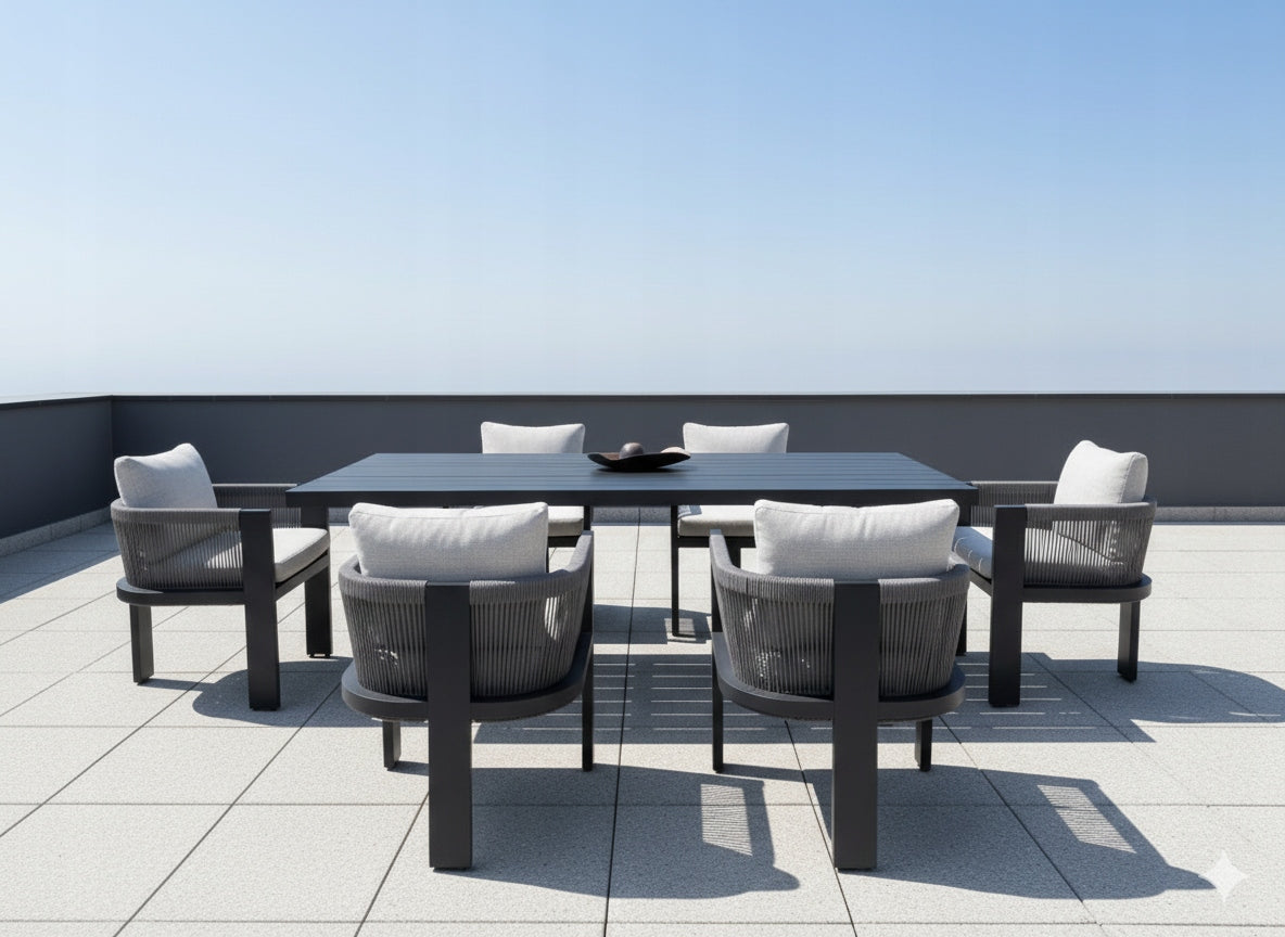 Garden Furniture Set Aluminum Black Main material aluminum