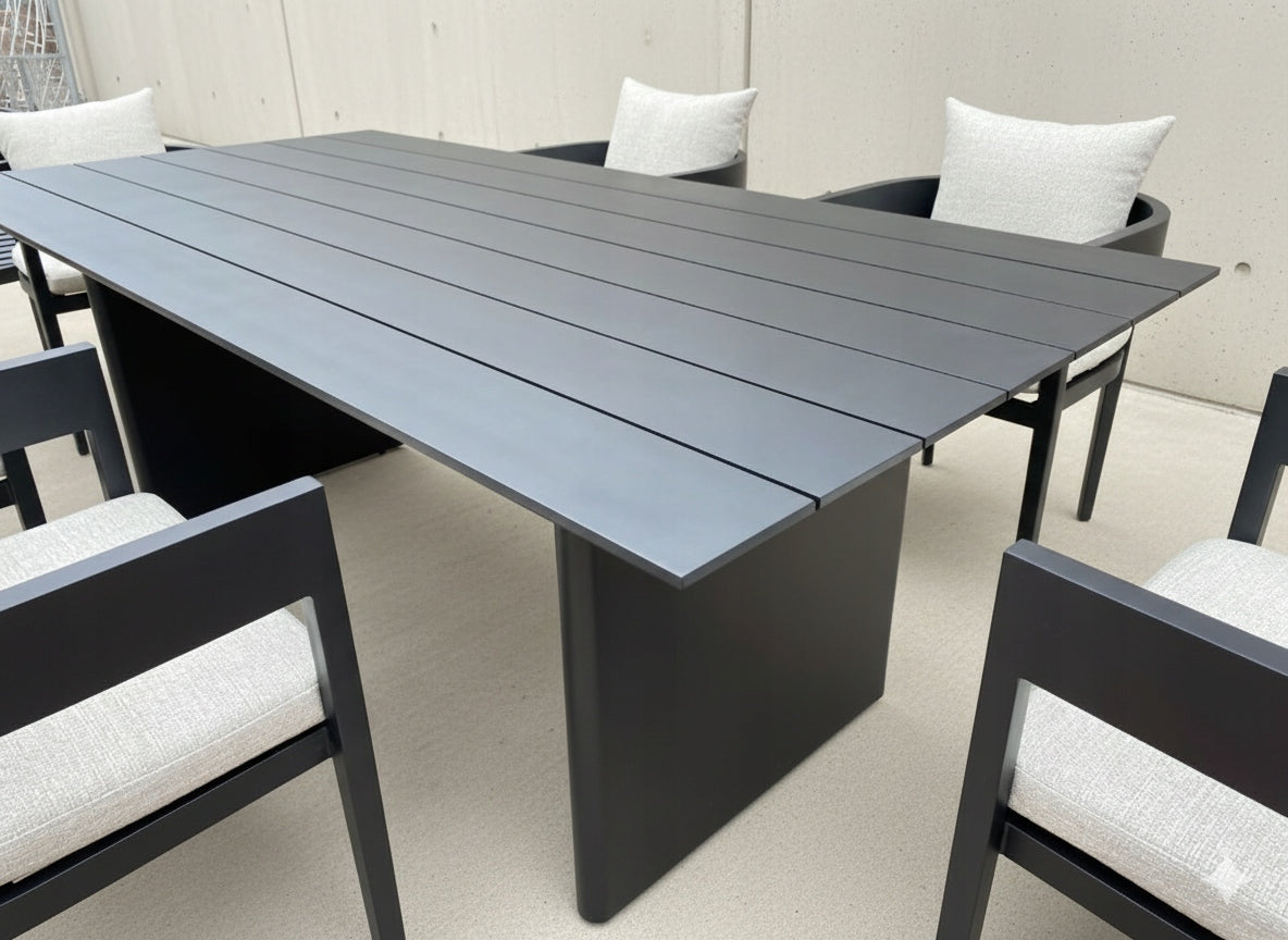 Garden Furniture Set Aluminum Black Number of people 6