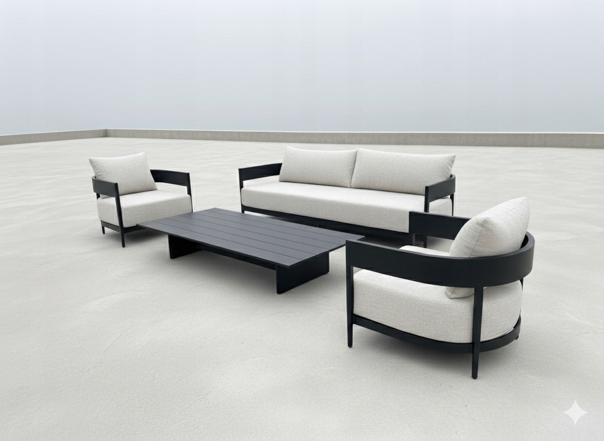 Garden Furniture Set Aluminum Black Packaging status original