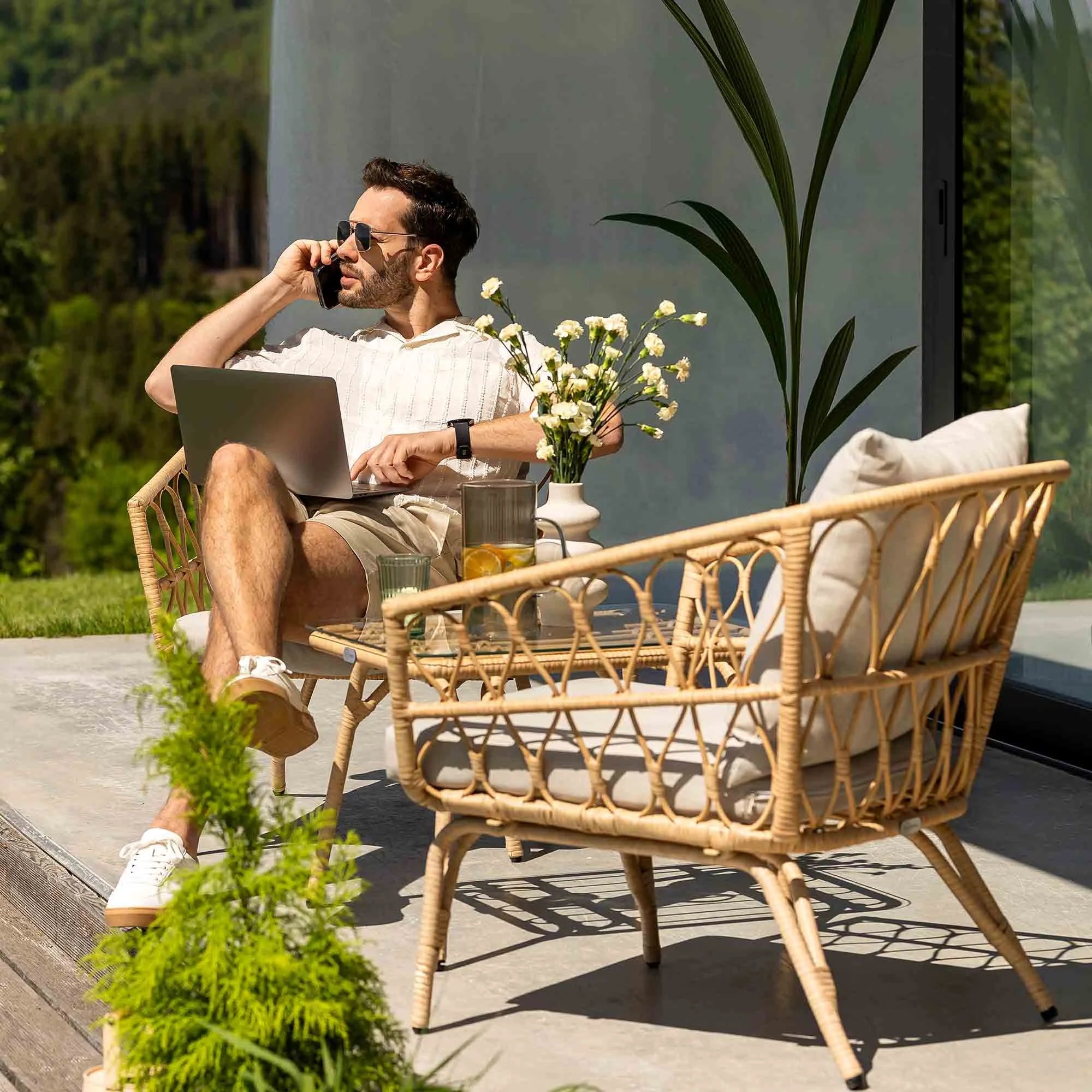 Garden Furniture Set Balcony Table Armchairs Terrace Technoratan 2 people Packaging status original